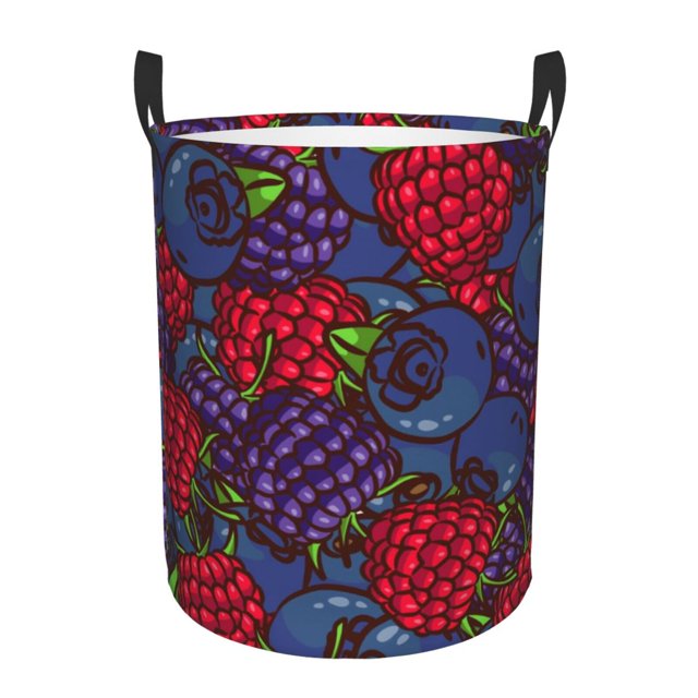 Large Laundry Basket with Handles Wild Berries Dirty Clothes Hamper