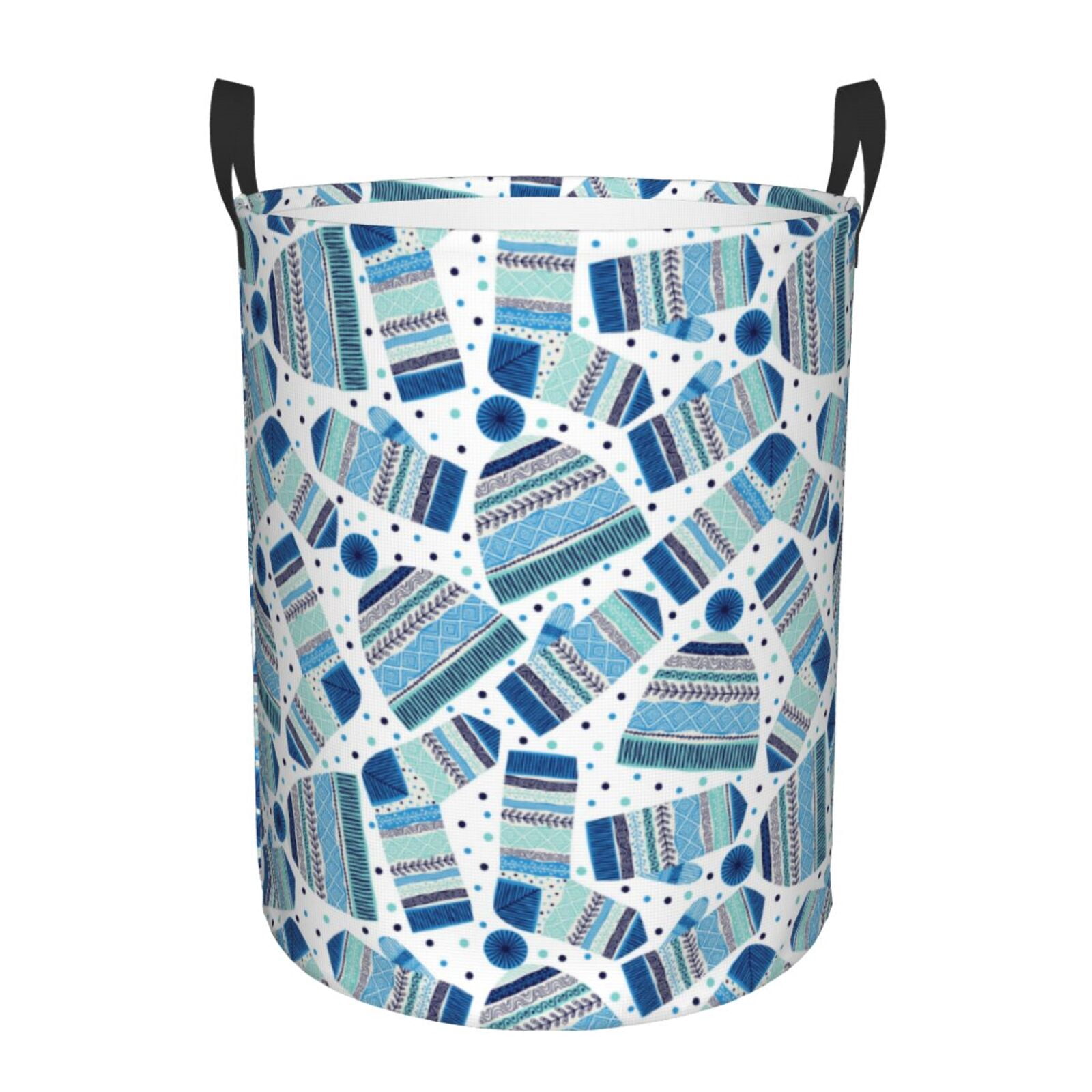 Large Laundry Basket with Handles - Winter Knit Hat and Socks Kids Baby Dirty Clothes Laundry Hamper for Bedroom Aesthetic