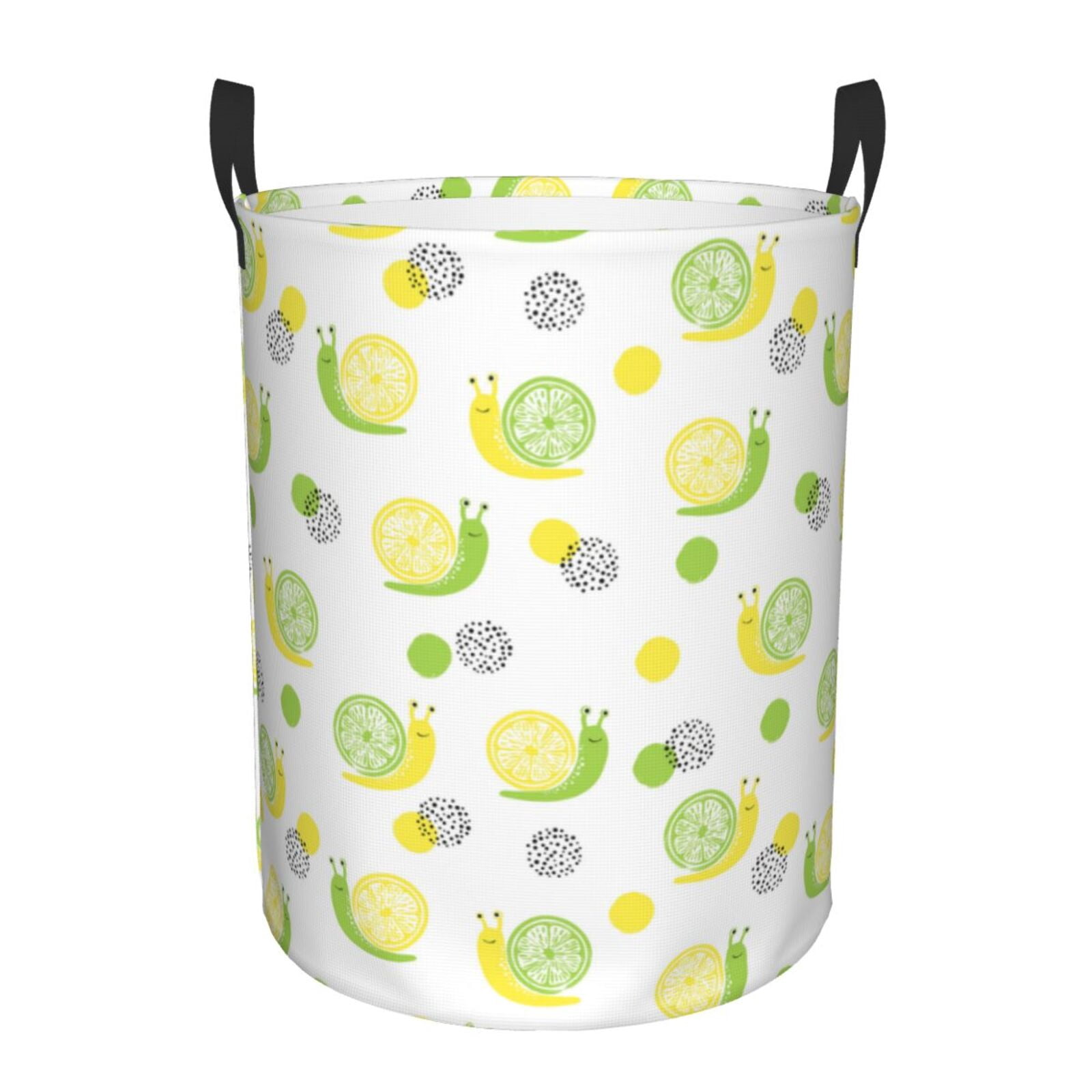 Large Laundry Basket with Handles - Yellow Green Lemon Snail Kids Baby Dirty Clothes Laundry Hamper for Bedroom Aesthetic