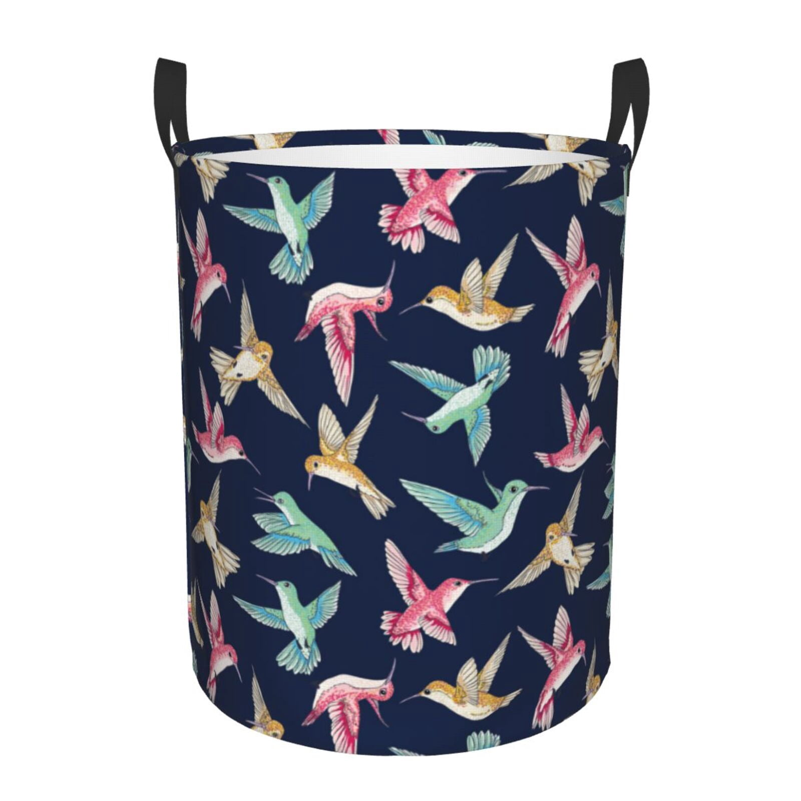 Large Laundry Basket with Handles - Yellow Green Red Hummingbird Kids Baby Dirty Clothes Laundry Hamper for Bedroom Aesthetic