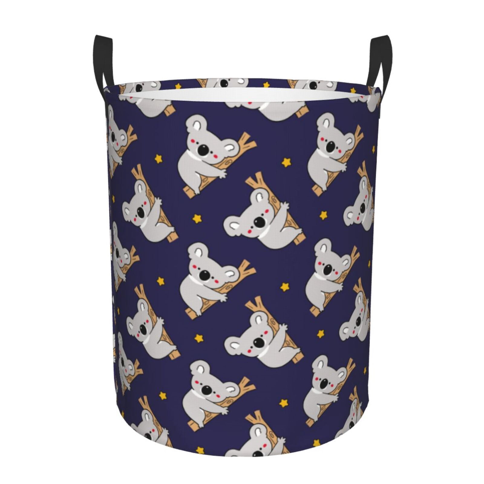 Large Laundry Basket with Handles - Yellow Stars Gray Koala Kids Baby Dirty Clothes Laundry Hamper for Bedroom Aesthetic