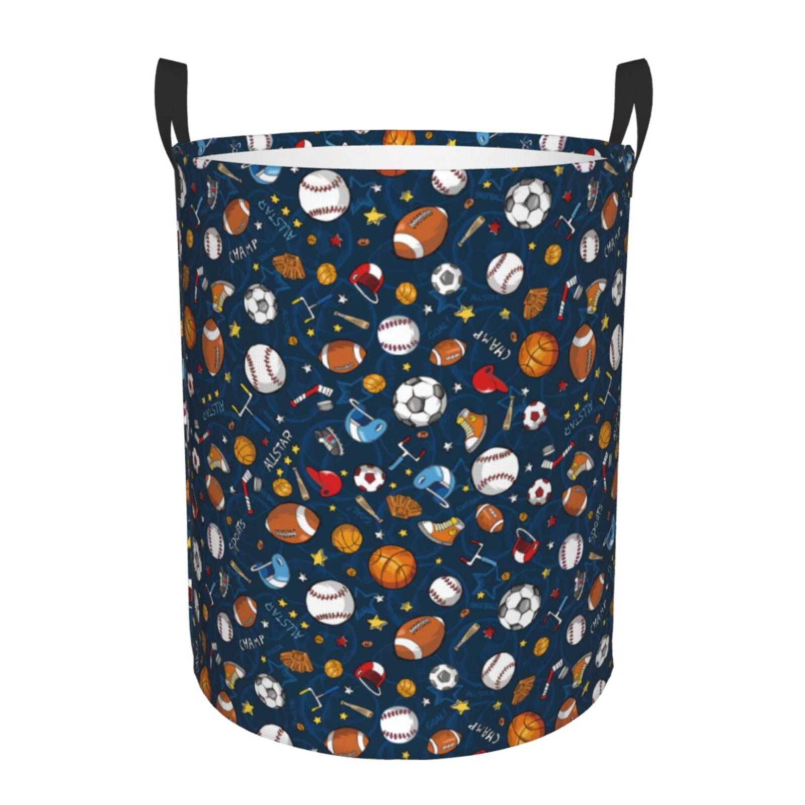 Large Laundry Basket with Handles - baseball football Kids Baby Dirty Clothes Laundry Hamper for Bedroom Aesthetic