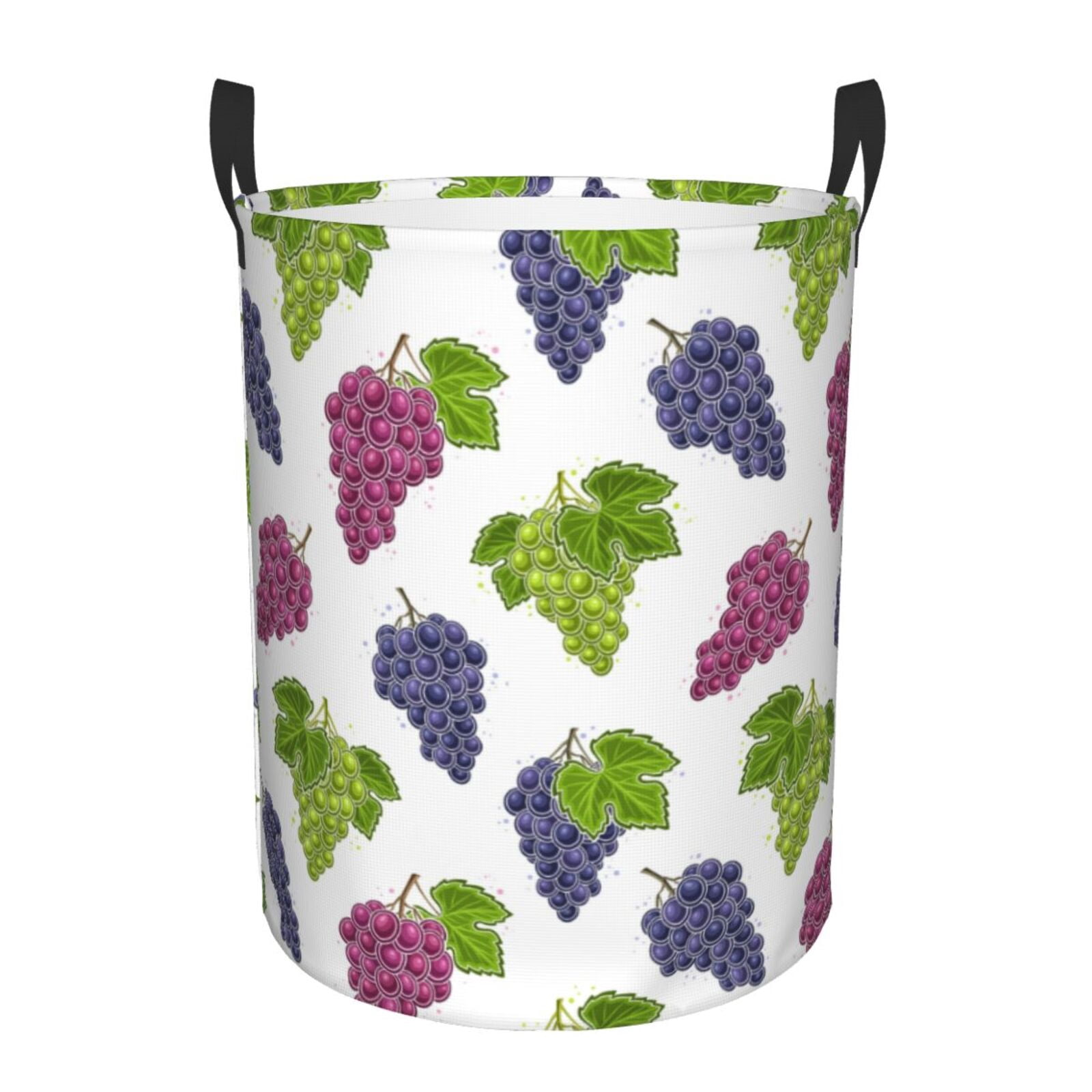 Large Laundry Basket with Handles - blue green purple Grape Kids Baby Dirty Clothes Laundry Hamper for Bedroom Aesthetic