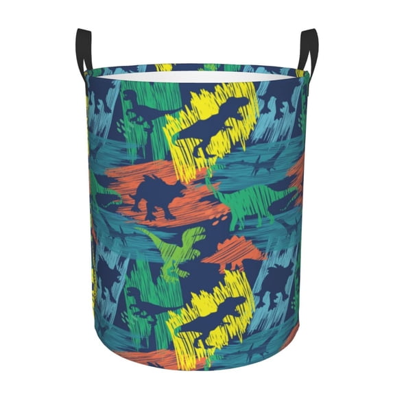 Large Laundry Basket with Handles - camouflage Dinosaur print Kids Baby Dirty Clothes Laundry Hamper for Bedroom Aesthetic