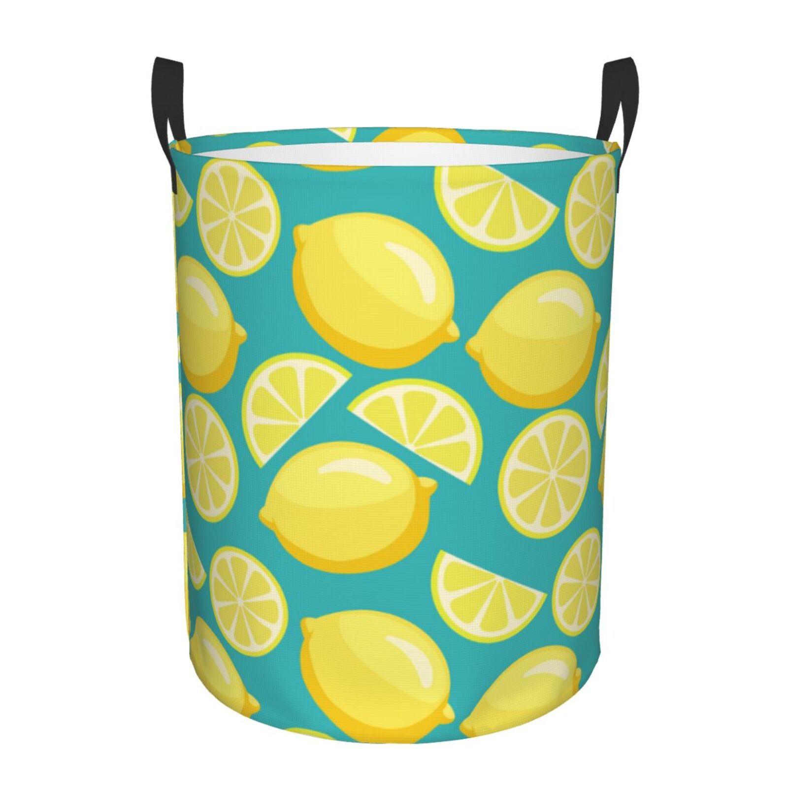 Large Laundry Basket with Handles - cartoon Lemon blue Kids Baby Dirty Clothes Laundry Hamper for Bedroom Aesthetic