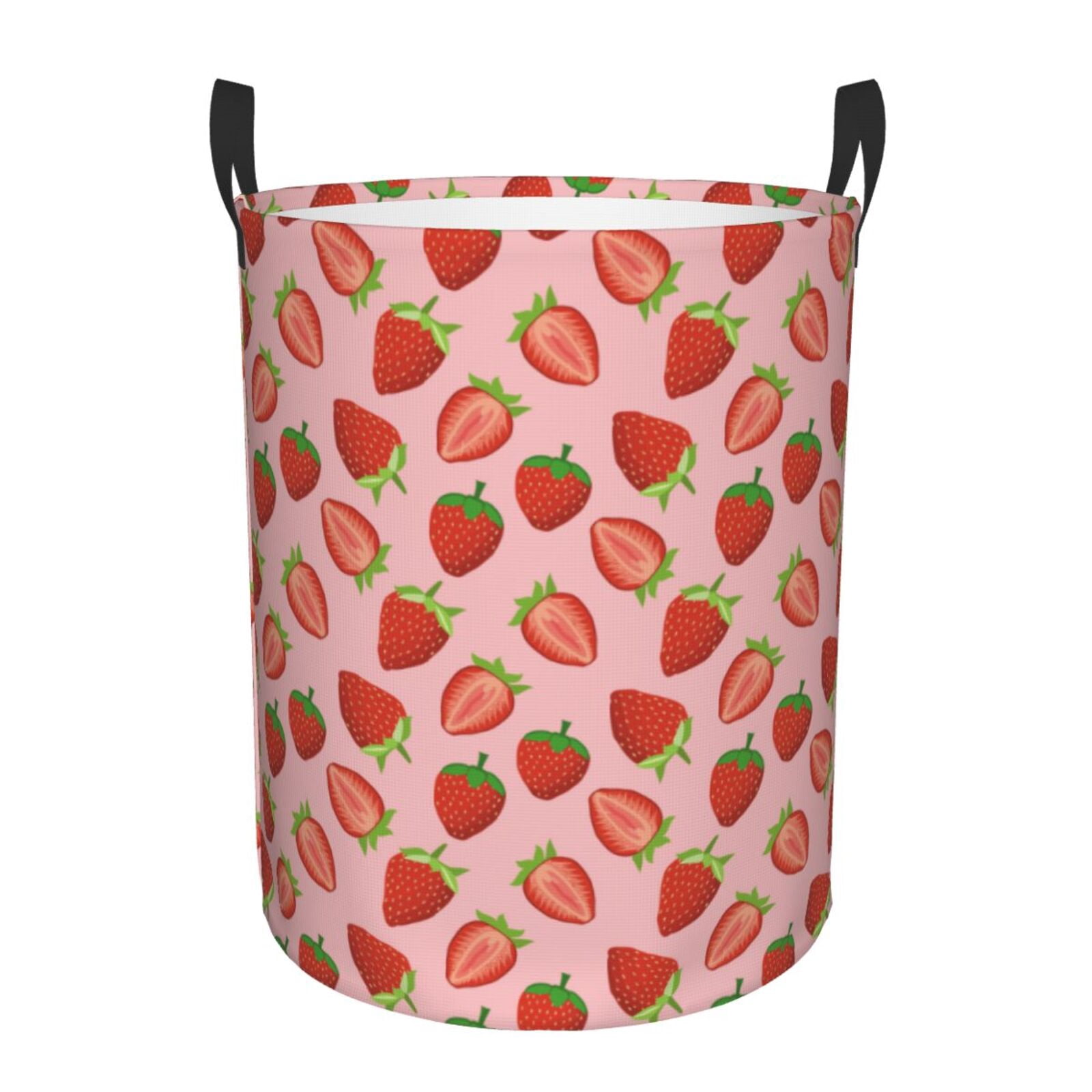 Large Laundry Basket with Handles - cartoon Strawberry Dainty Kids Baby Dirty Clothes Laundry Hamper for Bedroom Aesthetic