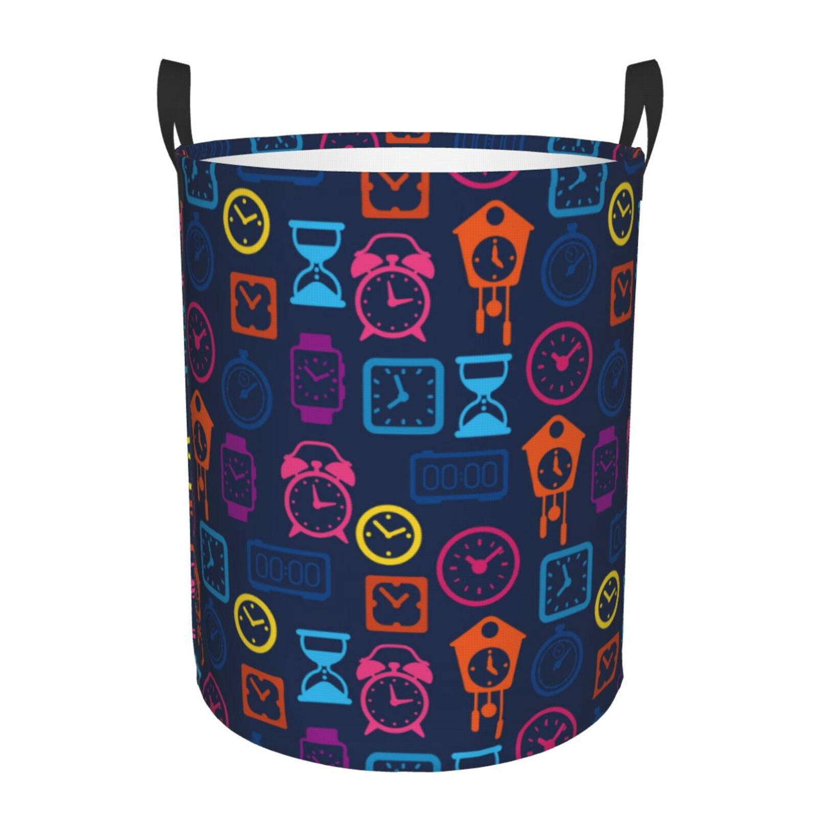 Large Laundry Basket with Handles - color clock Kids Baby Dirty Clothes Laundry Hamper for Bedroom Aesthetic