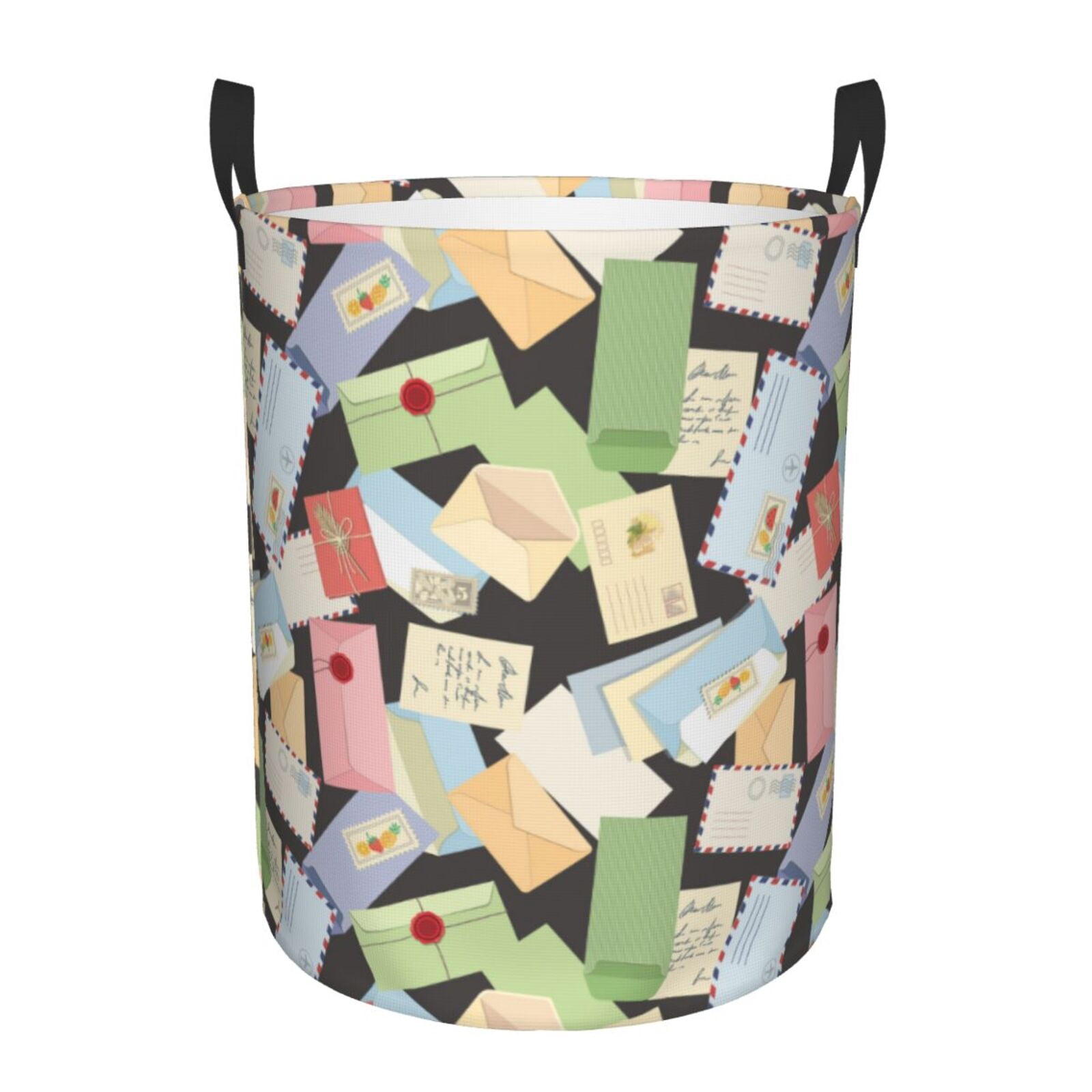 Large Laundry Basket with Handles - color envelope Pattern Kids Baby Dirty Clothes Laundry Hamper for Bedroom Aesthetic