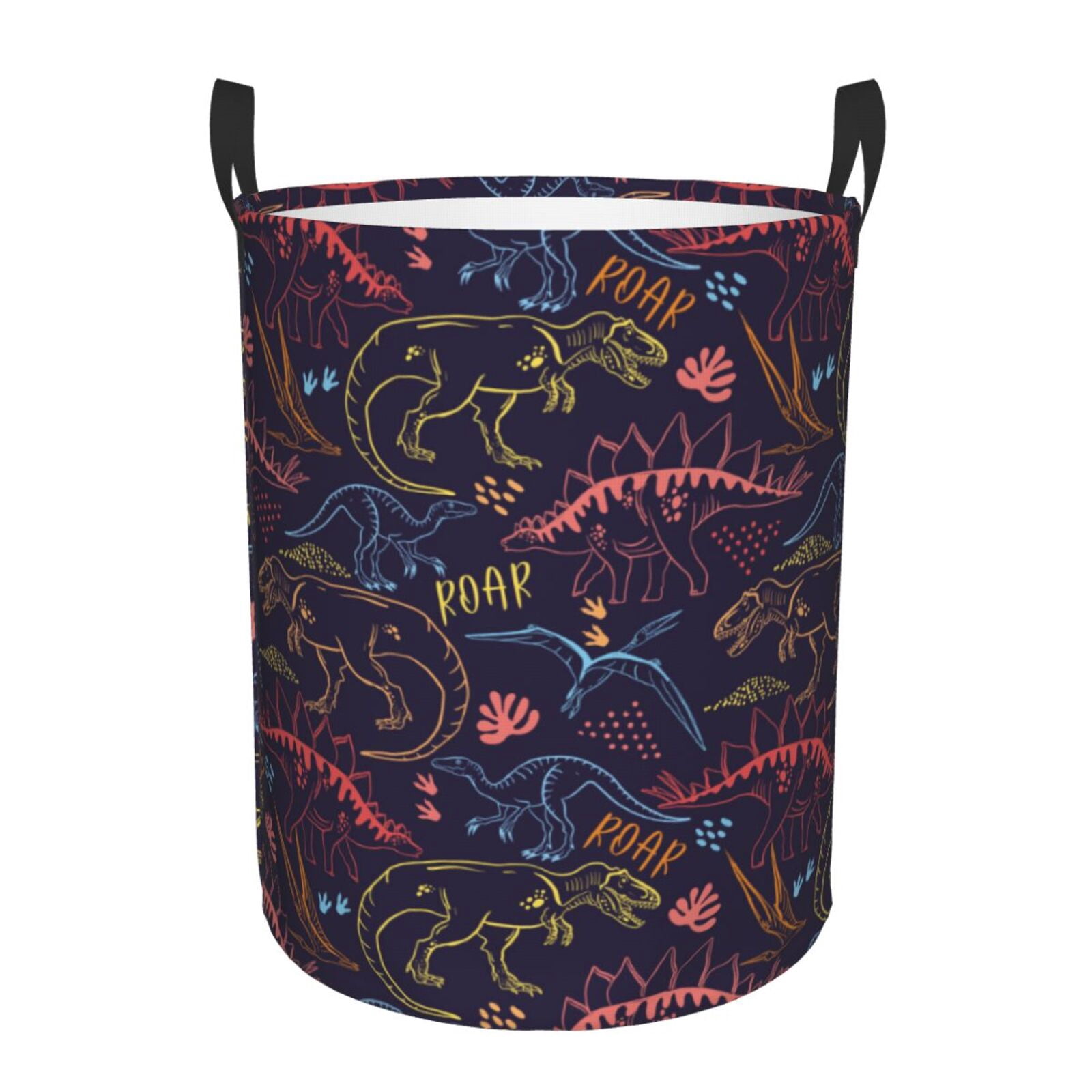Large Laundry Basket with Handles - colorful Dinosaur cartoon Kids Baby Dirty Clothes Laundry Hamper for Bedroom Aesthetic