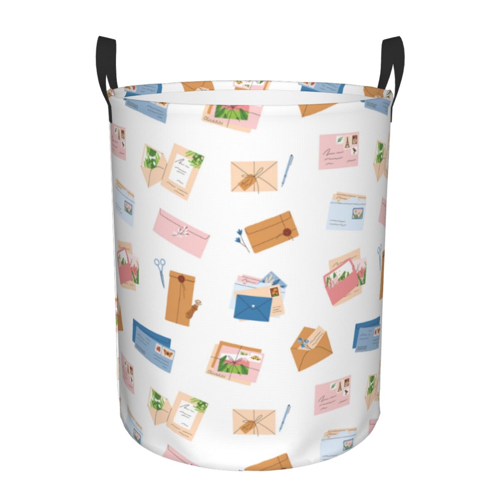 Large Laundry Basket with Handles - colors envelope Pattern Kids Baby Dirty Clothes Laundry Hamper for Bedroom Aesthetic