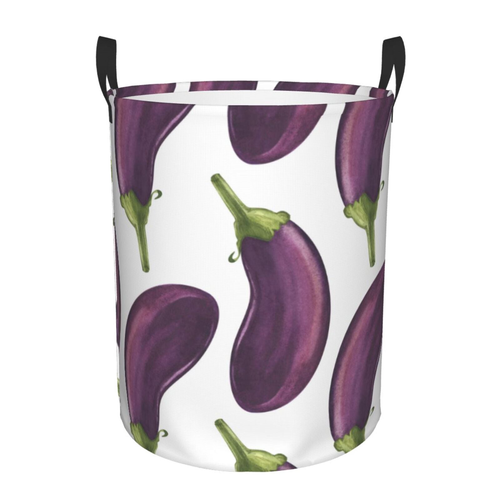 Large Laundry Basket with Handles - cool Eggplant Kids Baby Dirty Clothes Laundry Hamper for Bedroom Aesthetic