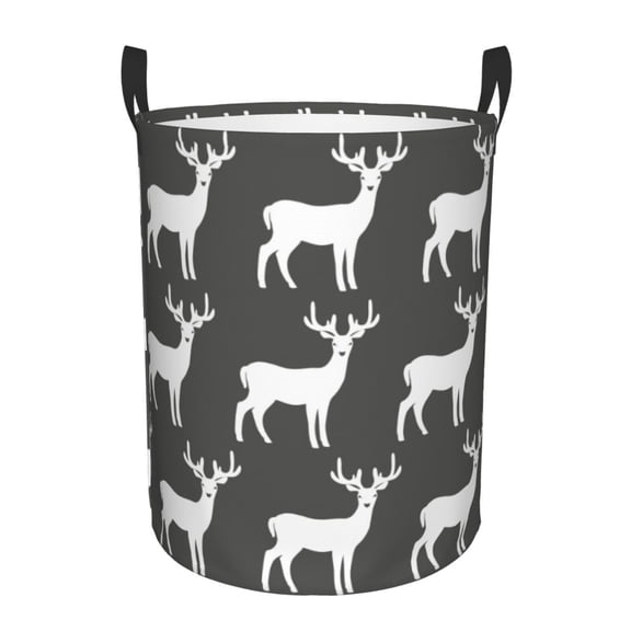 Large Laundry Basket with Handles - cute white Deer print Kids Baby Dirty Clothes Laundry Hamper for Bedroom Aesthetic