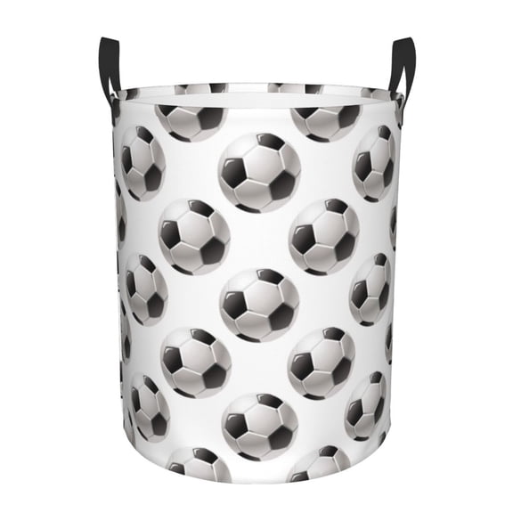 Large Laundry Basket with Handles - football soccer ball cute Kids Baby Dirty Clothes Laundry Hamper for Bedroom Aesthetic