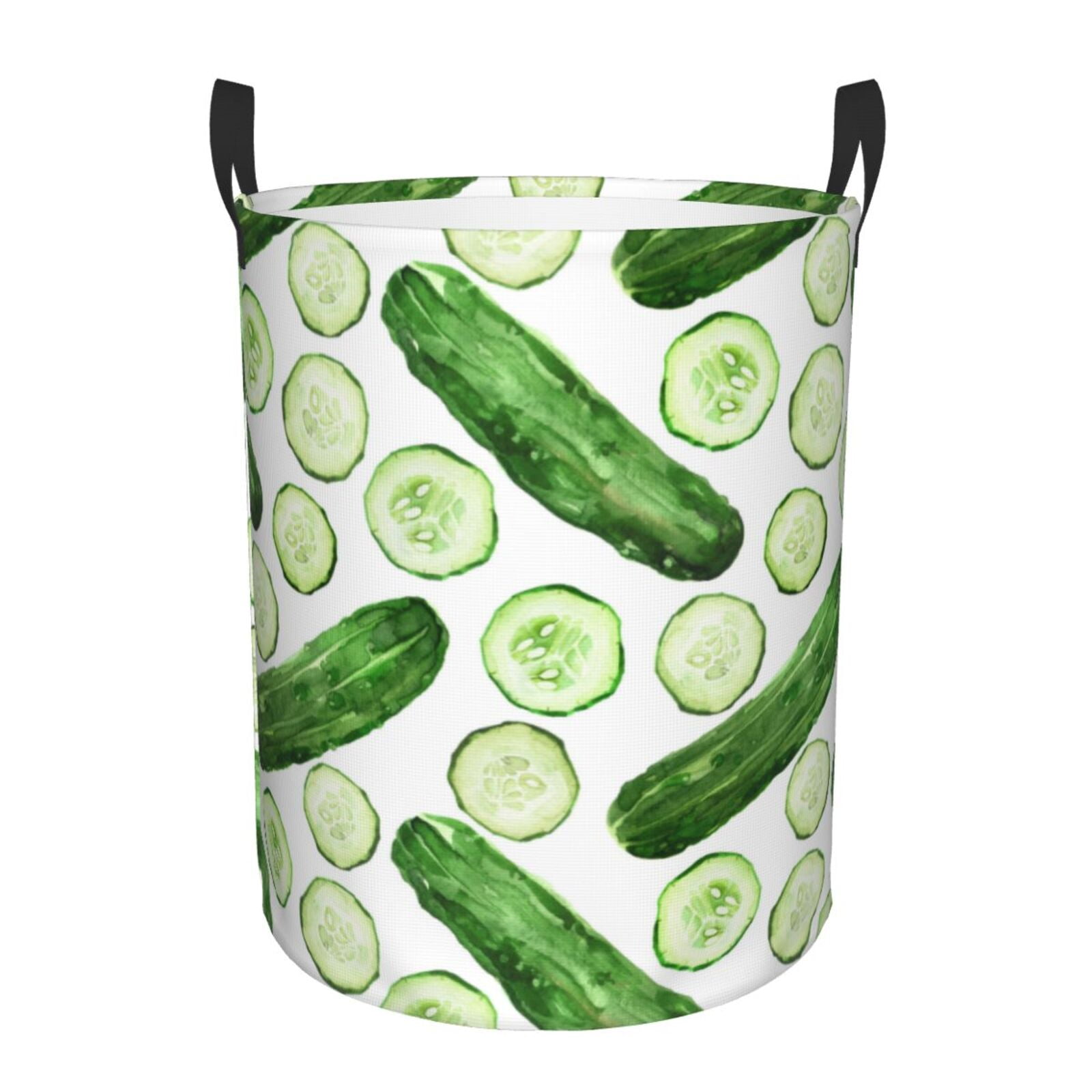 Large Laundry Basket with Handles funny Cucumber Print Kids Baby