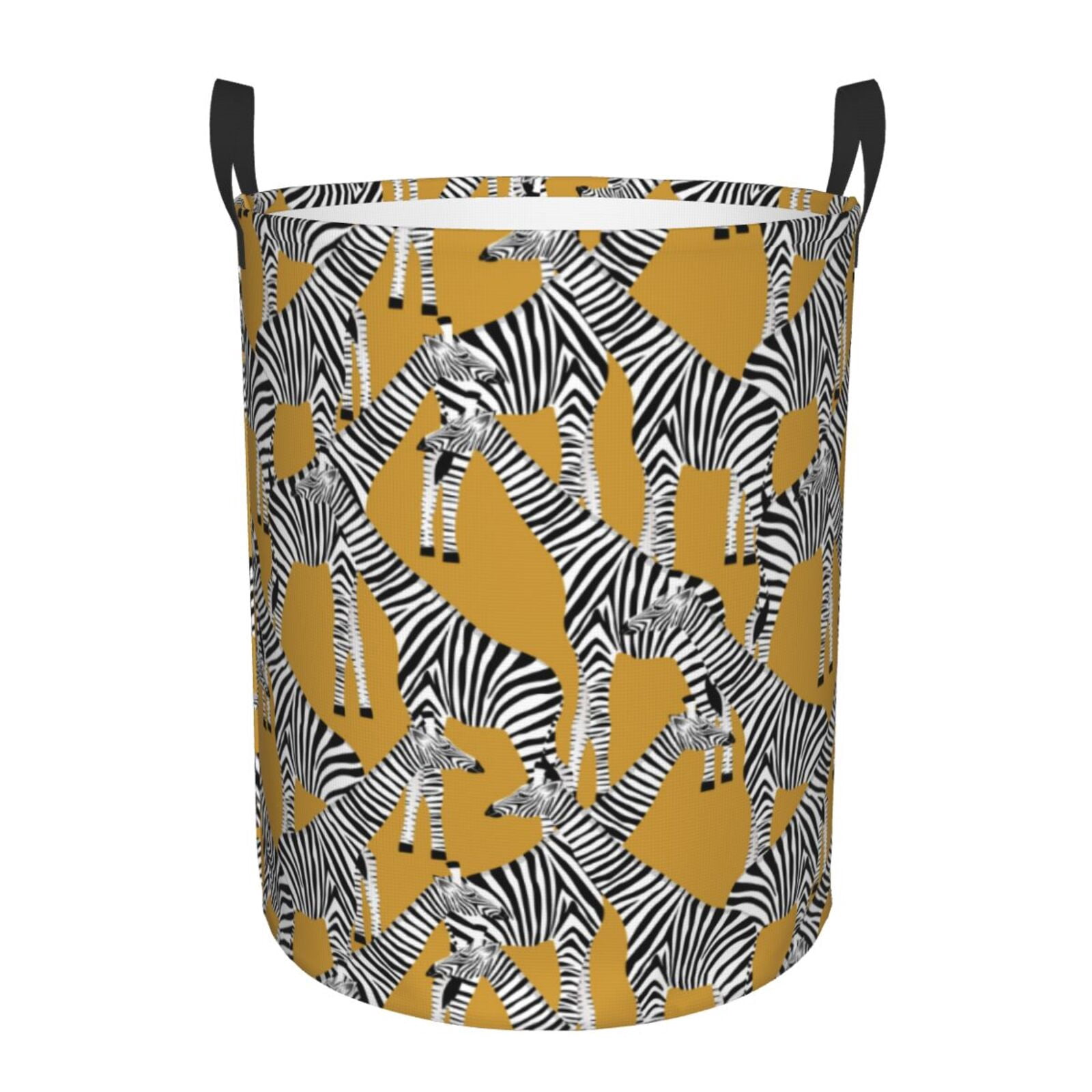 Large Laundry Basket with Handles - funny zebra yellow cute Kids Baby Dirty Clothes Laundry Hamper for Bedroom Aesthetic