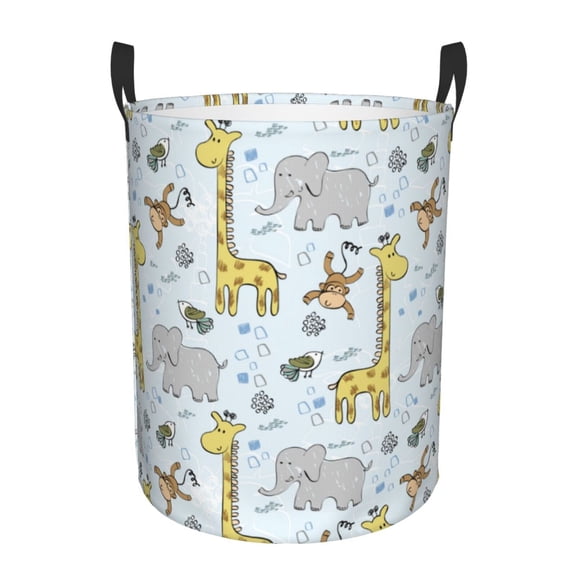 Large Laundry Basket with Handles - giraffe monkey_A Kids Baby Dirty Clothes Laundry Hamper for Bedroom Aesthetic