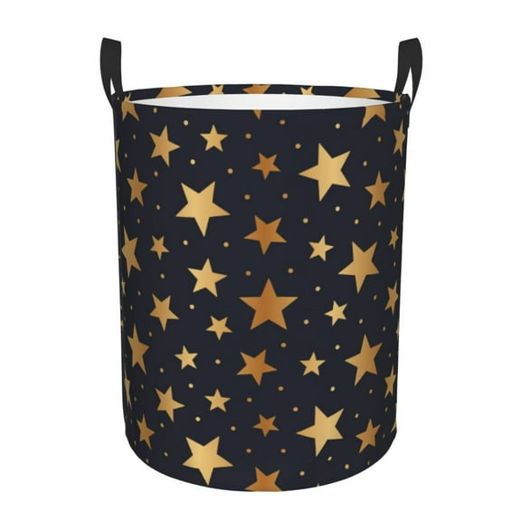 Large Laundry Basket with Handles - gold glitter star Kids Baby Dirty Clothes Laundry Hamper for Bedroom Aesthetic