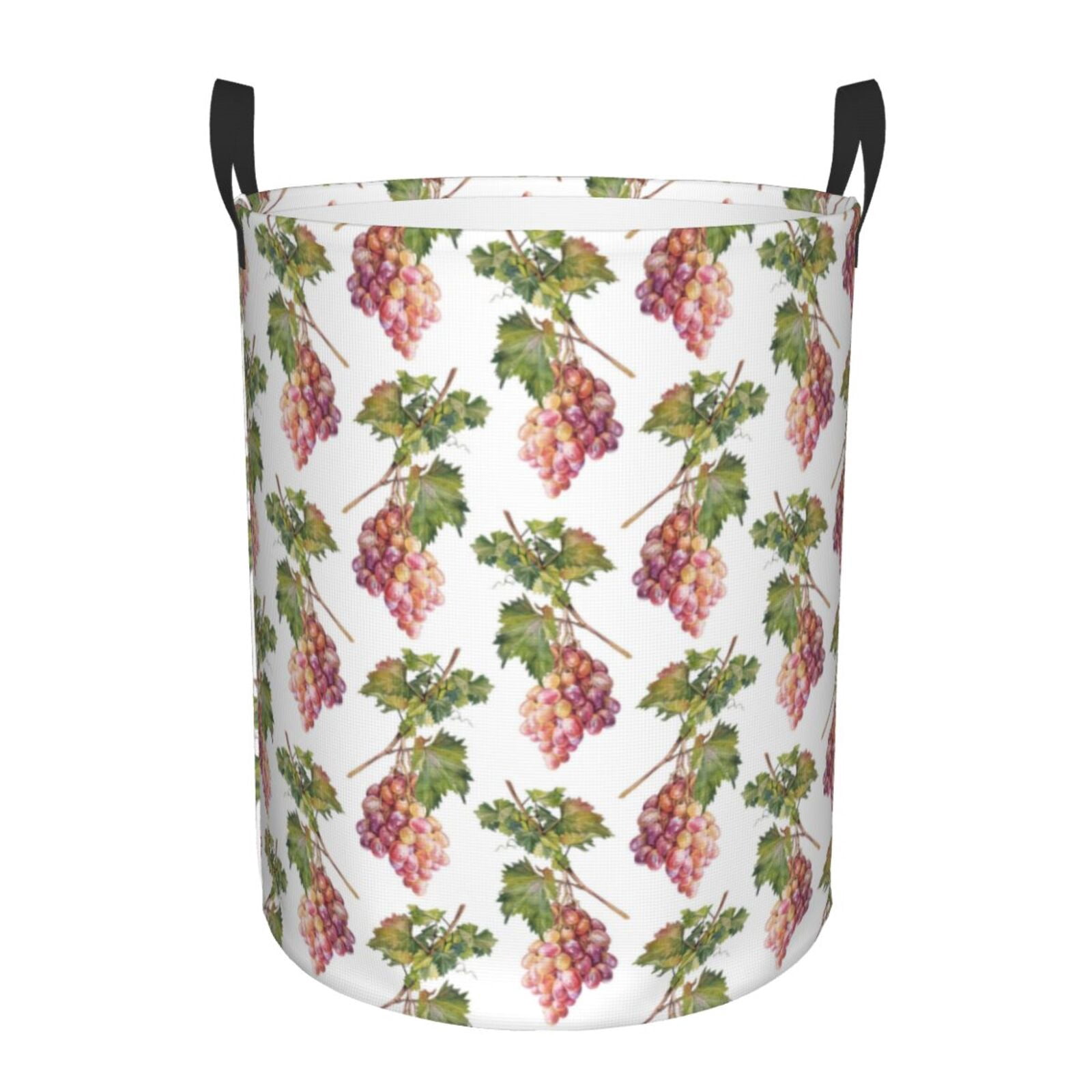 Large Laundry Basket with Handles - grape Print cute Kids Baby Dirty Clothes Laundry Hamper for Bedroom Aesthetic