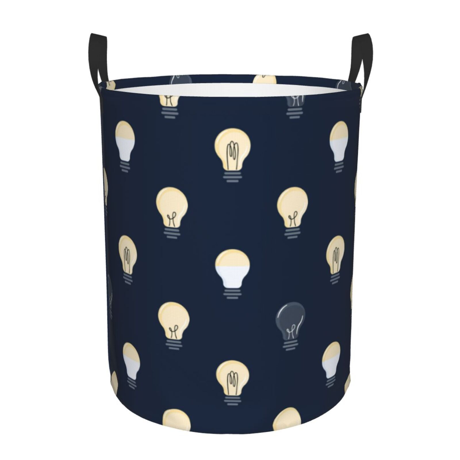 Large Laundry Basket with Handles - gray Light Bulb Pattern Kids Baby Dirty Clothes Laundry Hamper for Bedroom Aesthetic