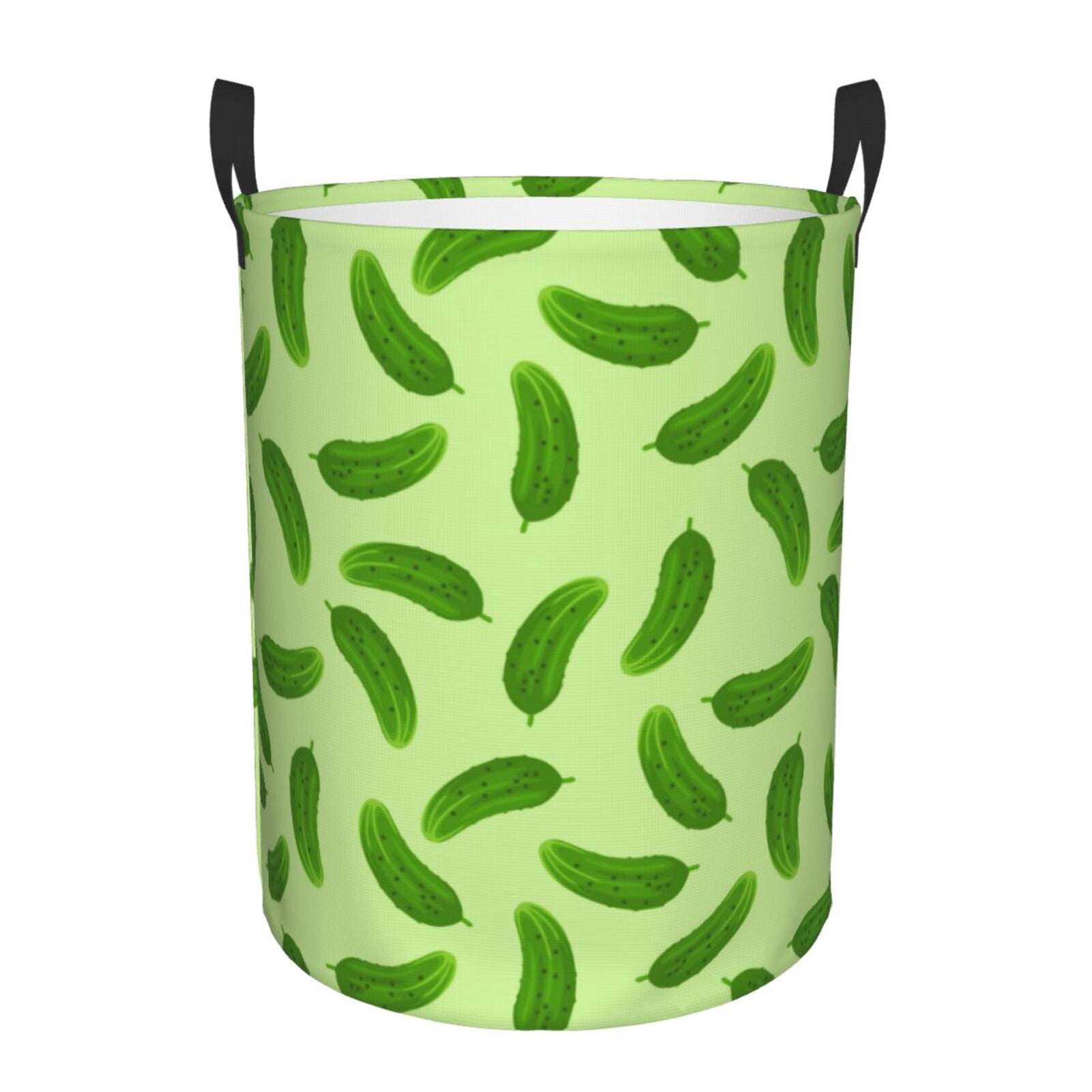 Large Laundry Basket with Handles - green Cucumber Pattern Kids Baby Dirty Clothes Laundry Hamper for Bedroom Aesthetic