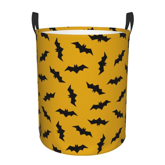 Large Laundry Basket with Handles - halloween black bats yellow Kids Baby Dirty Clothes Laundry Hamper for Bedroom Aesthetic