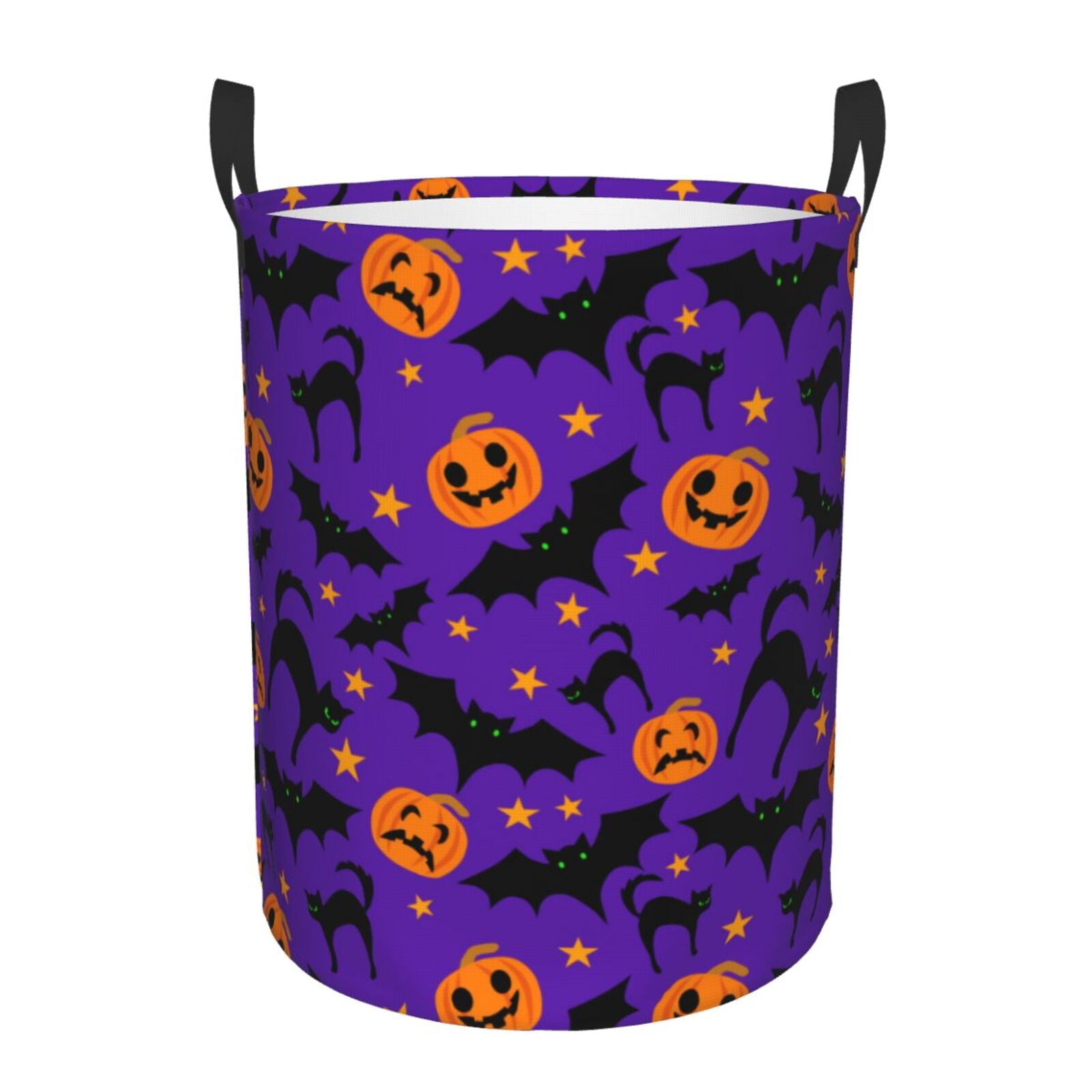 Large Laundry Basket with Handles - halloween pumpkins bat design Kids Baby Dirty Clothes Laundry Hamper for Bedroom Aesthetic