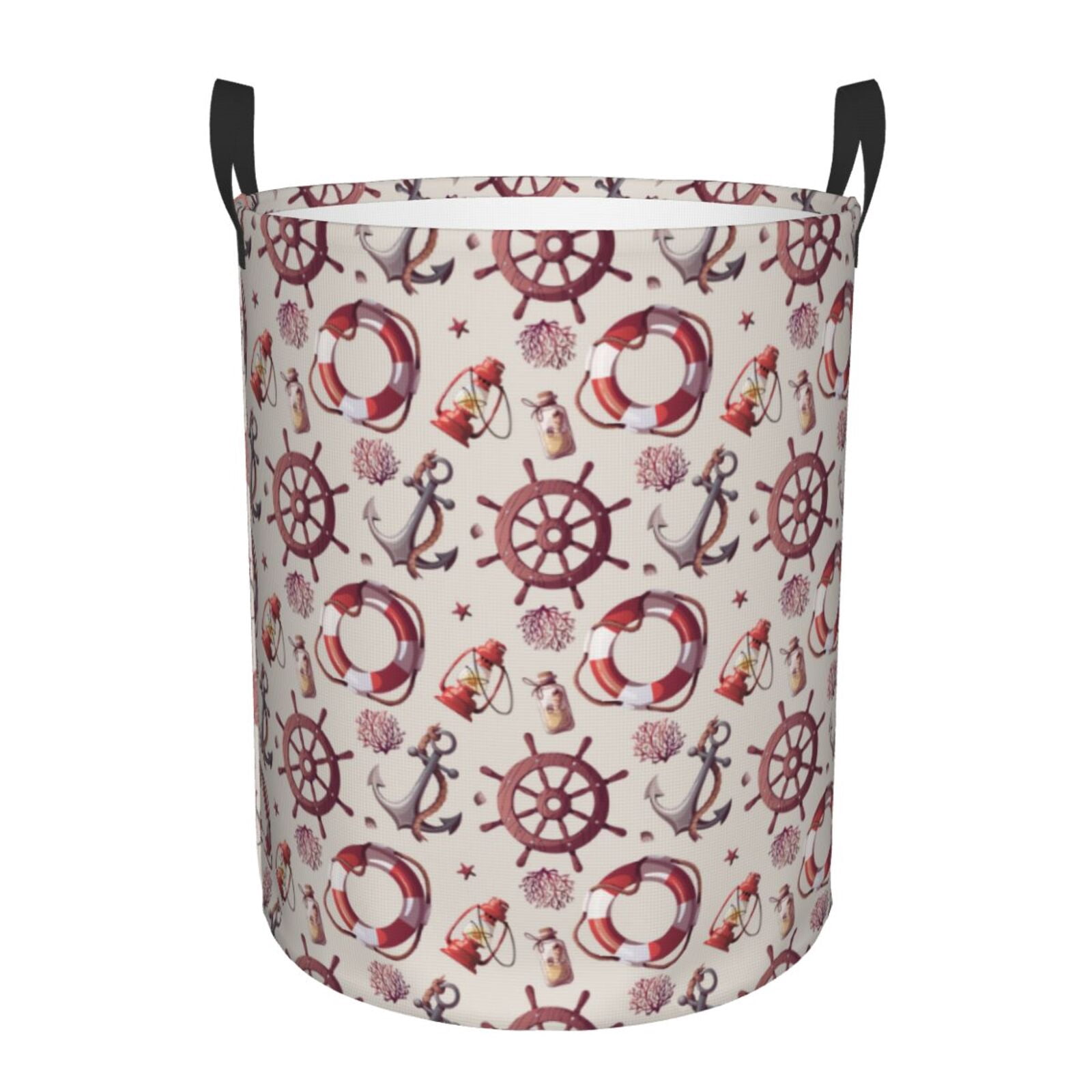 Large Laundry Basket with Handles - lifebuoy anchor rudder Kids Baby Dirty Clothes Laundry Hamper for Bedroom Aesthetic