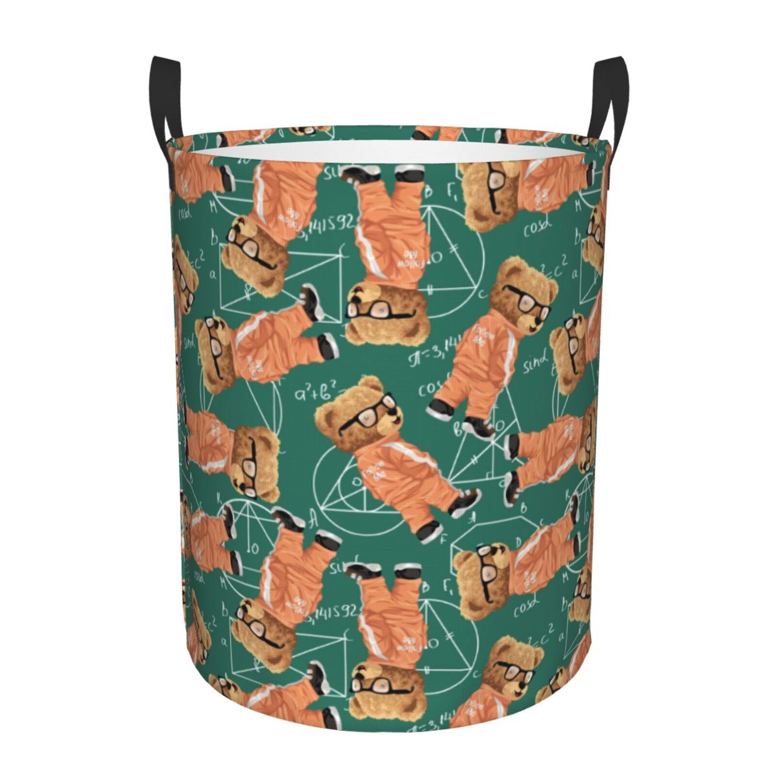 Large Laundry Basket with Handles - math formula Bear Kids Baby Dirty Clothes Laundry Hamper for Bedroom Aesthetic