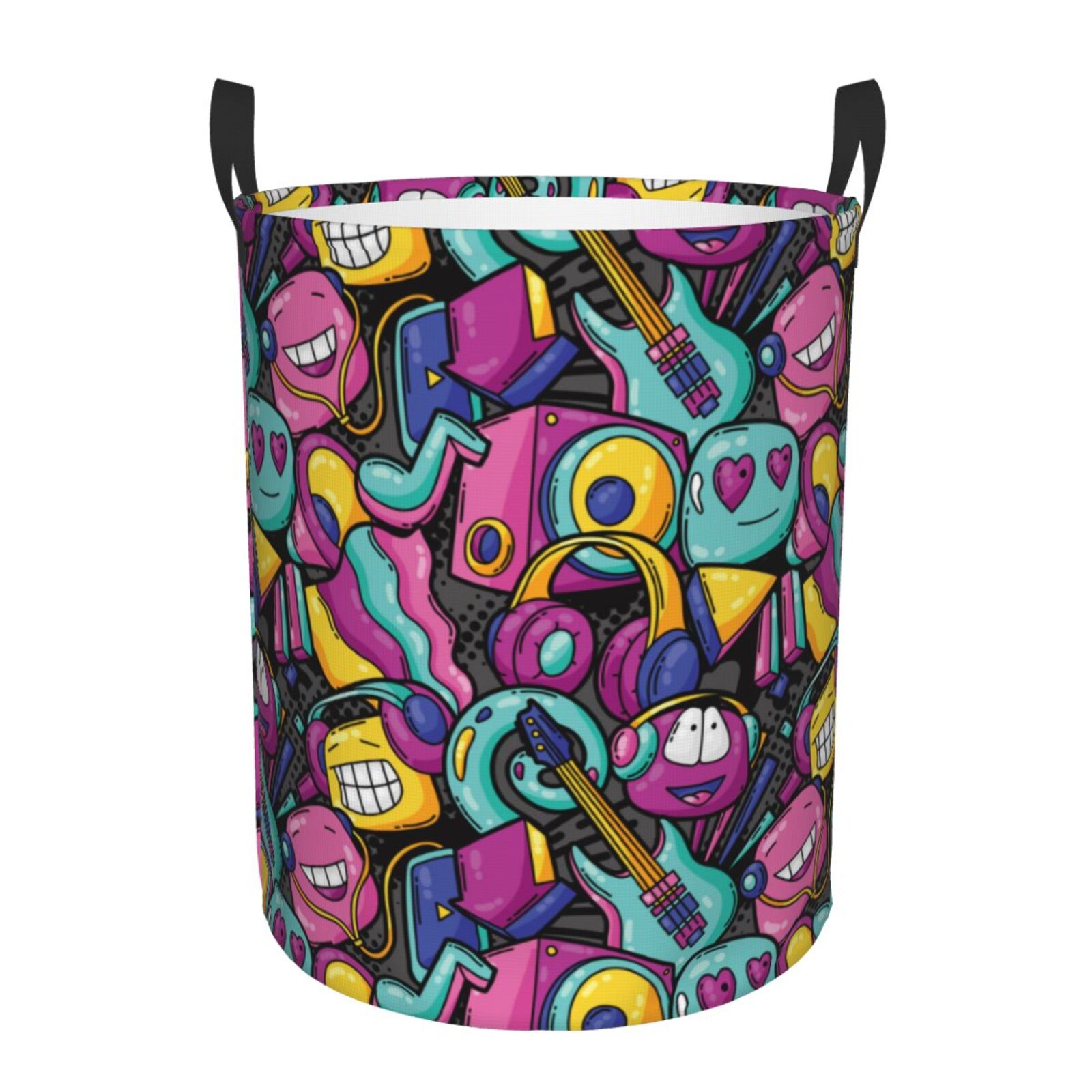 Large Laundry Basket with Handles - music robot Kids Baby Dirty Clothes Laundry Hamper for Bedroom Aesthetic