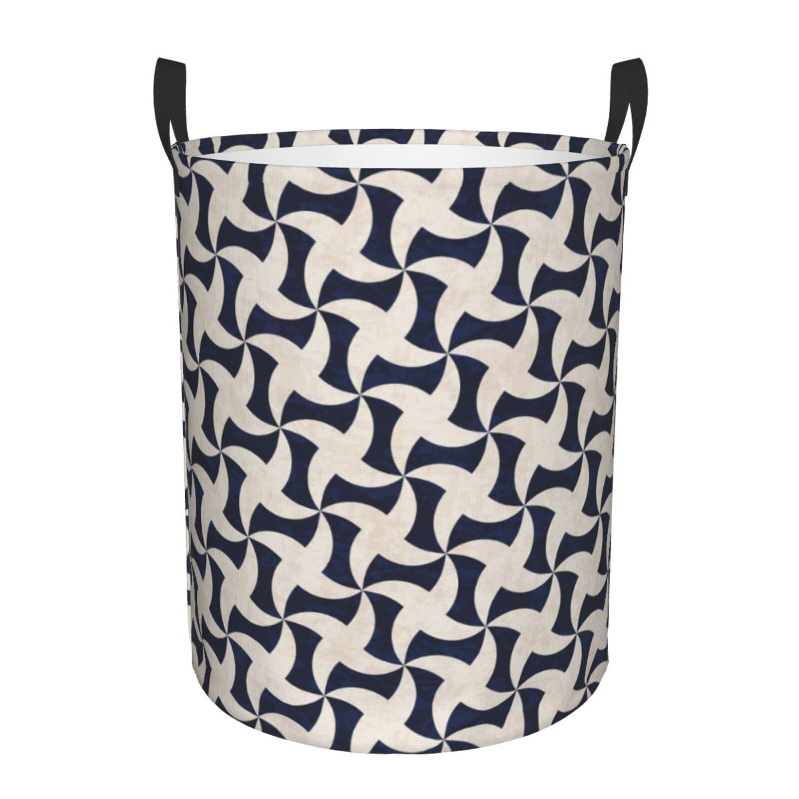 Large Laundry Basket with Handles - navy Abstract geometric Kids Baby Dirty Clothes Laundry Hamper for Bedroom Aesthetic