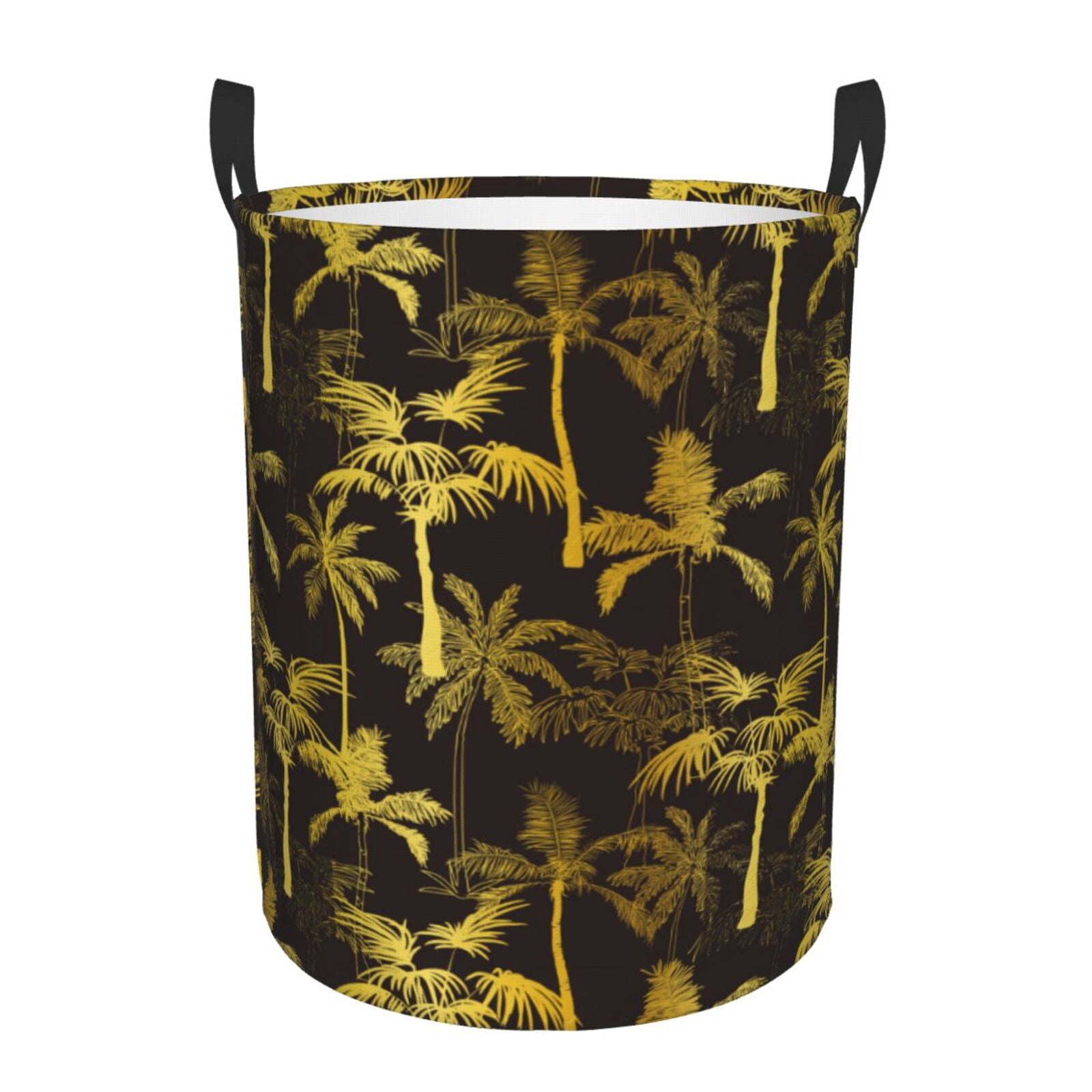 Large Laundry Basket with Handles - palm tree yellow Kids Baby Dirty Clothes Laundry Hamper for Bedroom Aesthetic