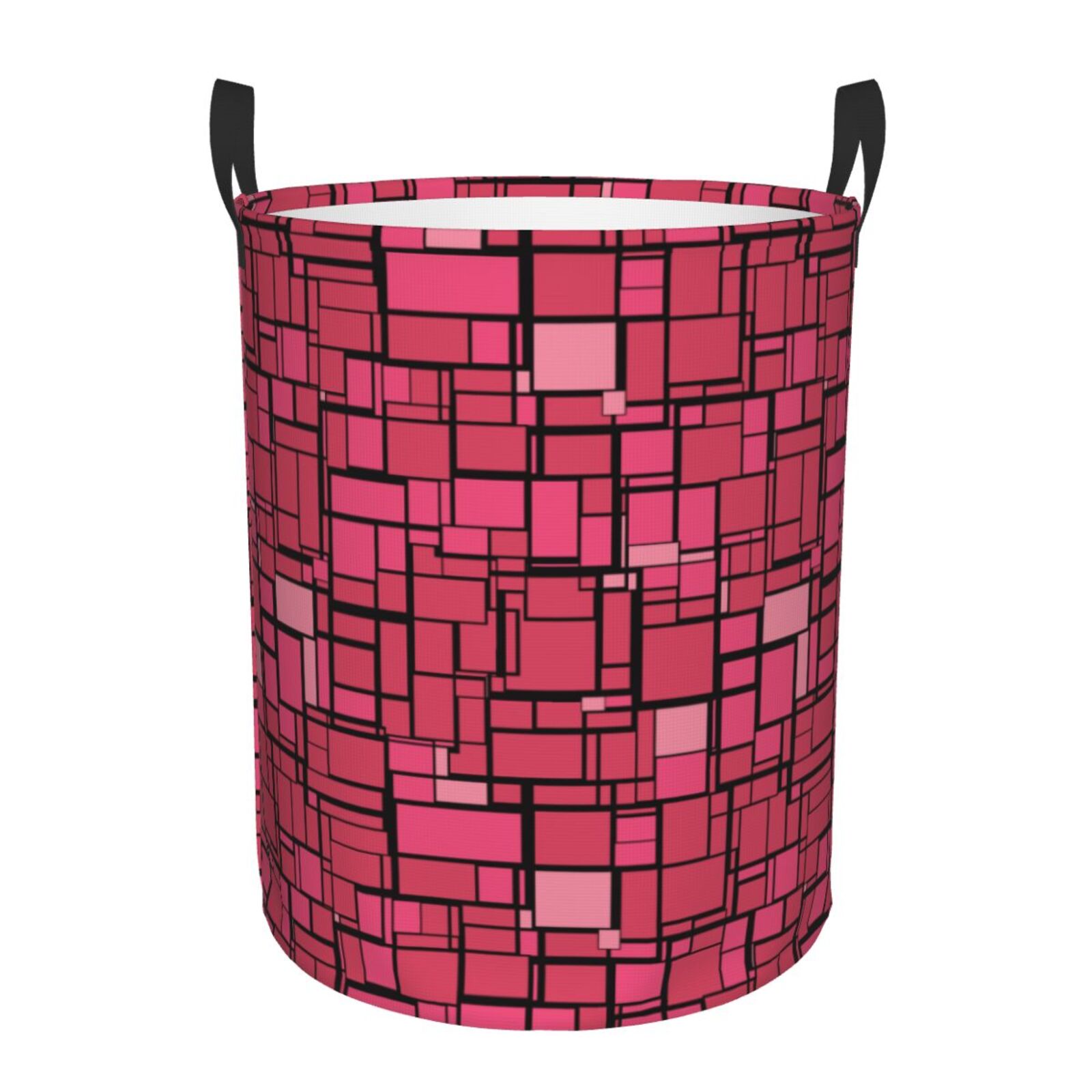 Large Laundry Basket with Handles - pink square Kids Baby Dirty Clothes Laundry Hamper for Bedroom Aesthetic