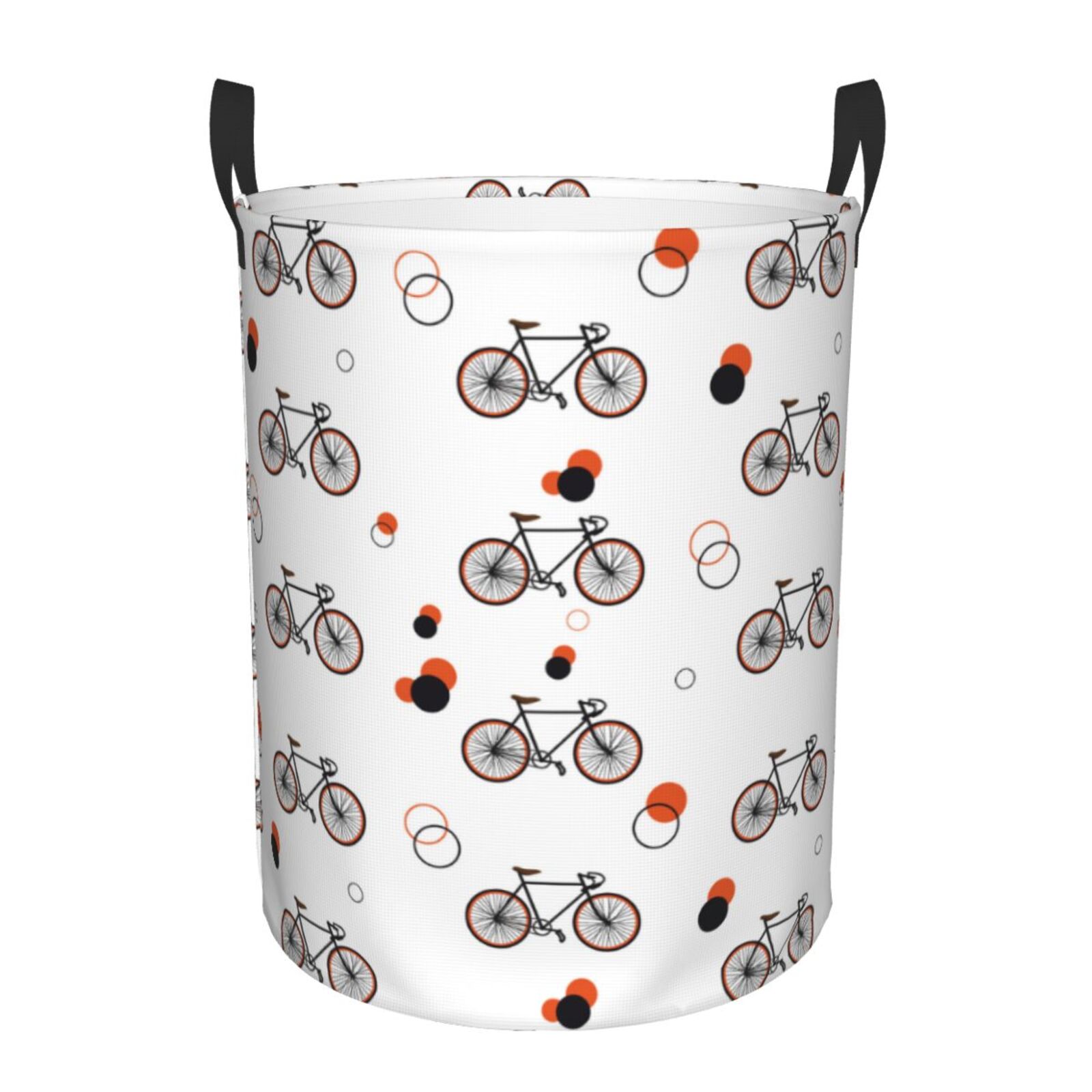 Large Laundry Basket with Handles - polka dots Bike Pattern Kids Baby Dirty Clothes Laundry Hamper for Bedroom Aesthetic