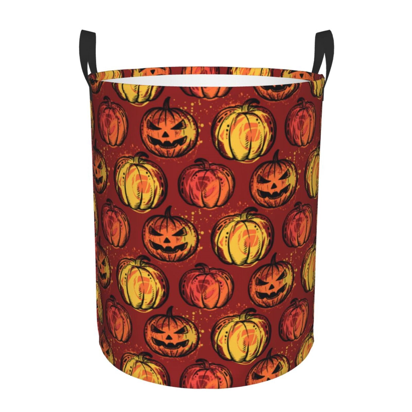Large Laundry Basket with Handles - pumpkin halloween background Kids Baby Dirty Clothes Laundry Hamper for Bedroom Aesthetic