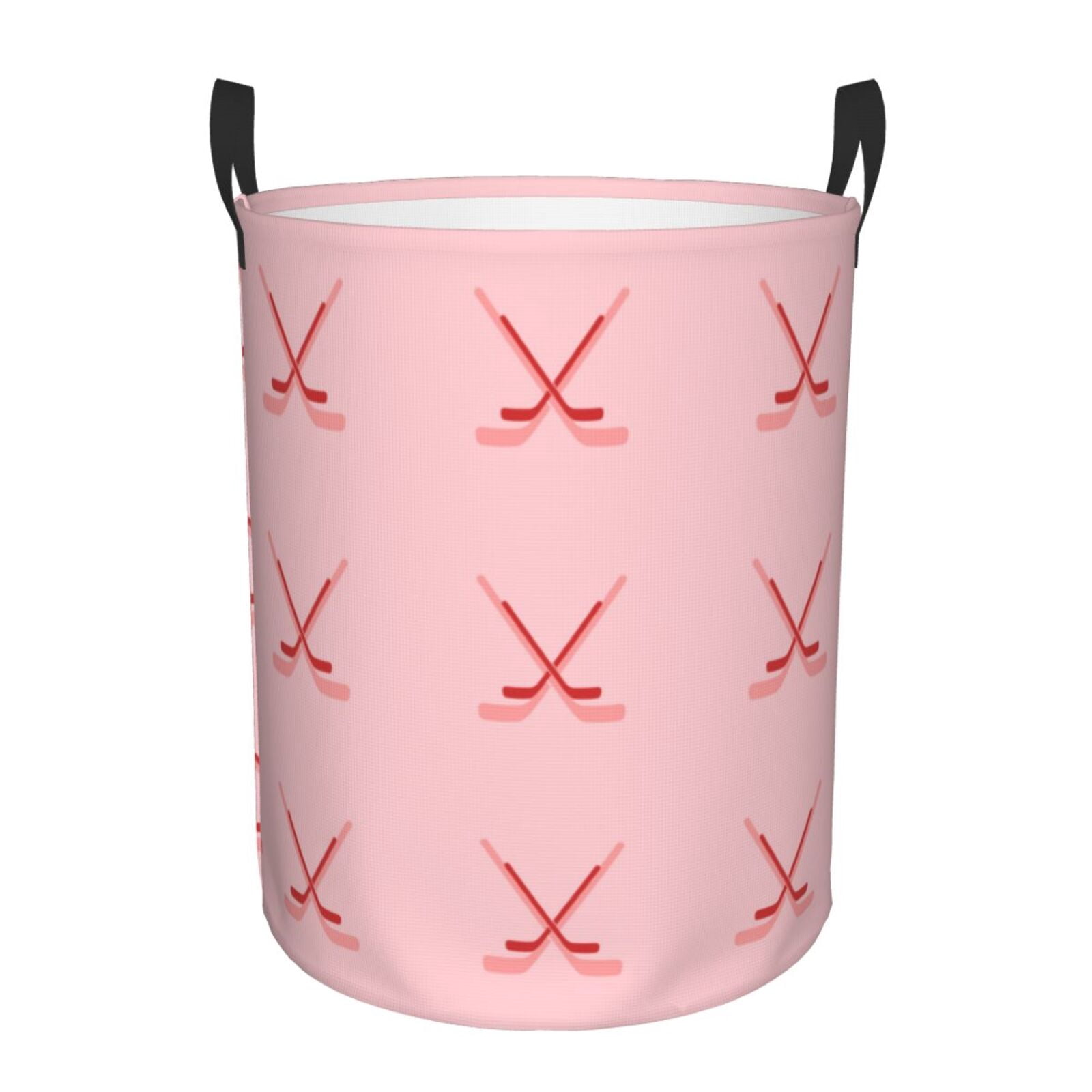 Large Laundry Basket with Handles - red hockey sticks pink Kids Baby Dirty Clothes Laundry Hamper for Bedroom Aesthetic
