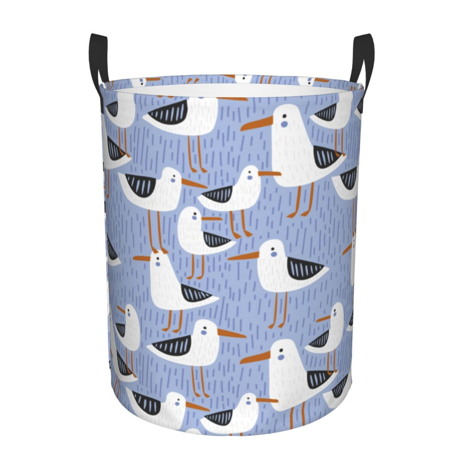 Large Laundry Basket with Handles - seagulls blue Kids Baby Dirty Clothes Laundry Hamper for Bedroom Aesthetic