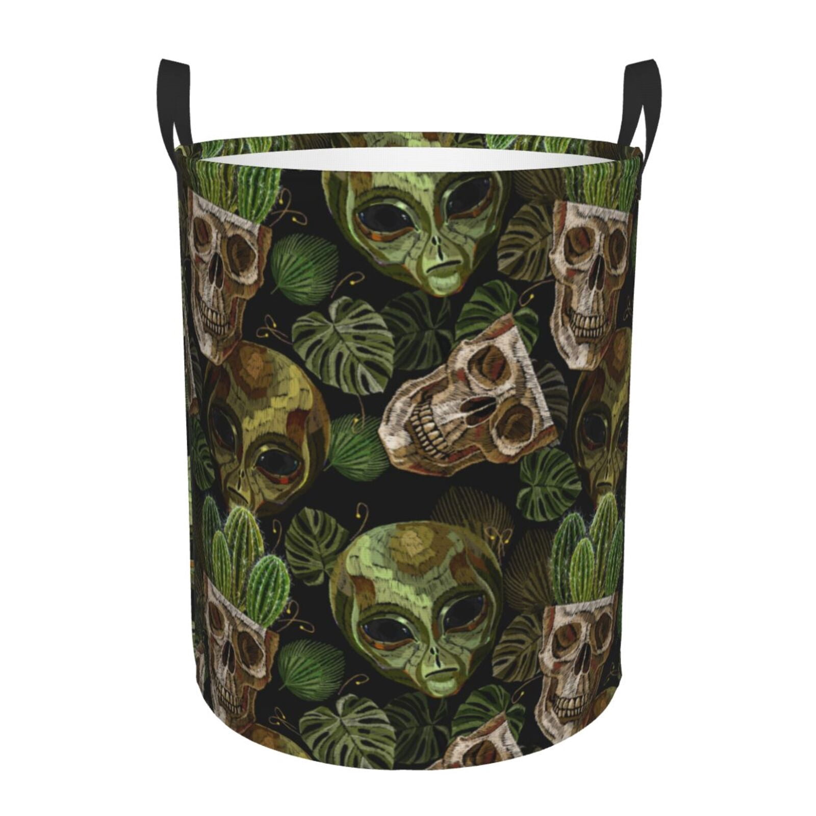 Large Laundry Basket with Handles - skull Cactus Pattern Kids Baby Dirty Clothes Laundry Hamper for Bedroom Aesthetic