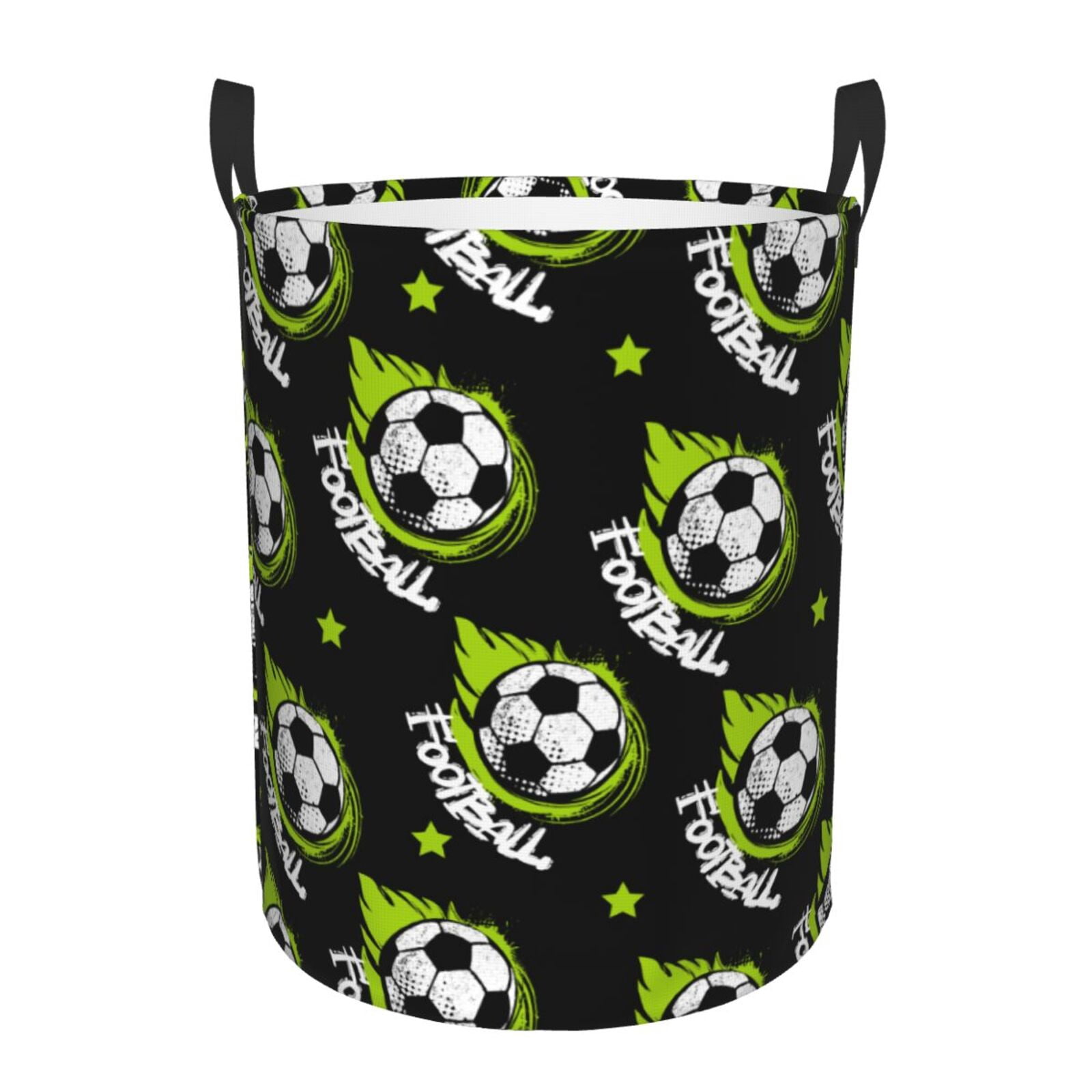 Large Laundry Basket with Handles - soccer football ball cool black Kids Baby Dirty Clothes Laundry Hamper for Bedroom Aesthetic