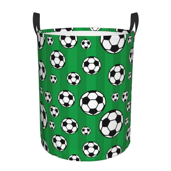Large Laundry Basket with Handles - soccer green stripe Kids Baby Dirty Clothes Laundry Hamper for Bedroom Aesthetic