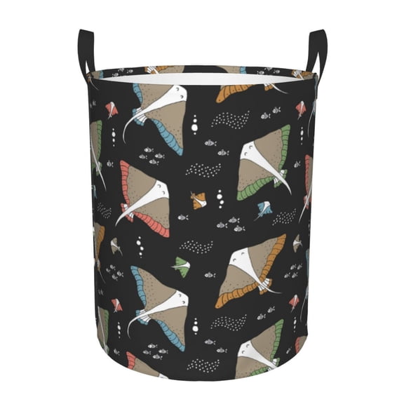 Large Laundry Basket with Handles - stingrays fish cute black Kids Baby Dirty Clothes Laundry Hamper for Bedroom Aesthetic