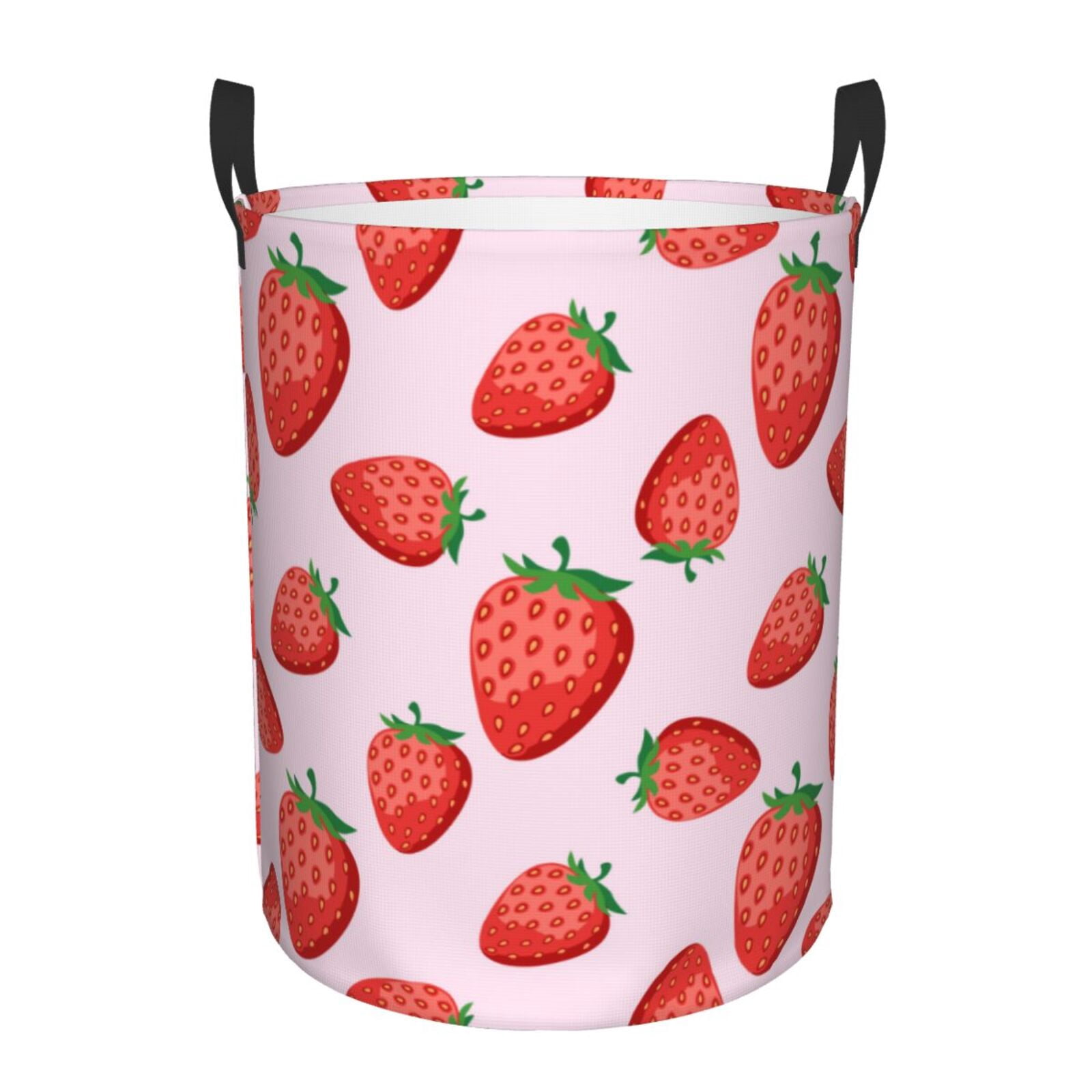 Large Laundry Basket with Handles - strawberry cartoon Kids Baby Dirty Clothes Laundry Hamper for Bedroom Aesthetic