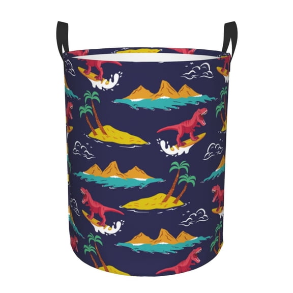 Large Laundry Basket with Handles - surfer red dinosaur Kids Baby Dirty Clothes Laundry Hamper for Bedroom Aesthetic