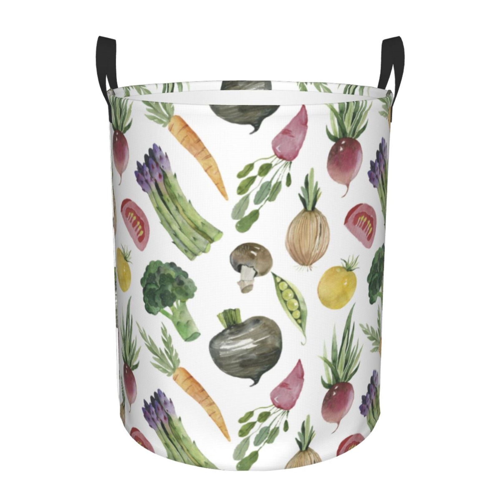 Large Laundry Basket with Handles - vegetable Asparagus Print Kids Baby Dirty Clothes Laundry Hamper for Bedroom Aesthetic