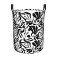 thumbnail image 1 of Large Laundry Basket with Handles - vibrant boho flower black white Kids Baby Dirty Clothes Laundry Hamper for Bedroom Aesthetic, 1 of 5
