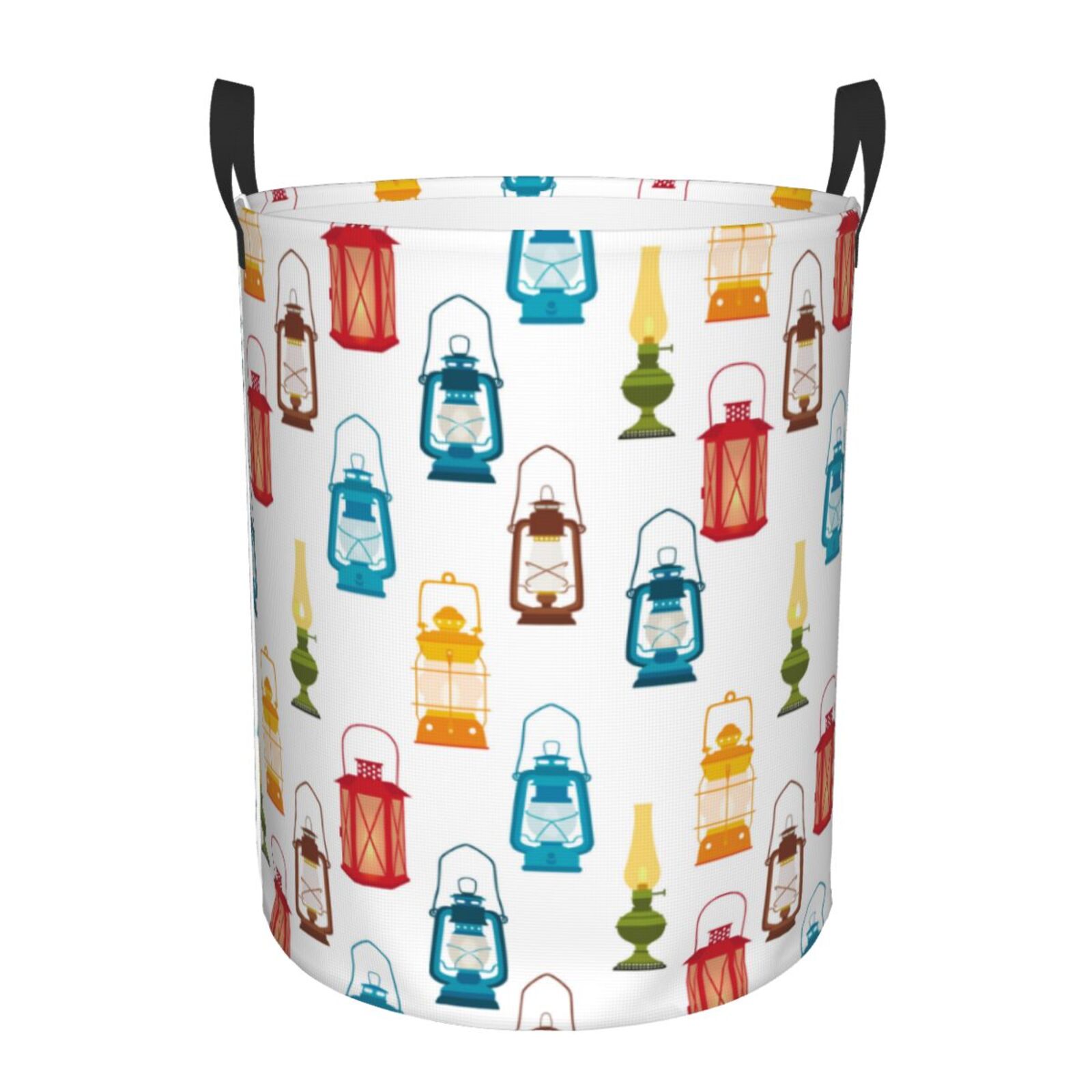 Large Laundry Basket with Handles - vintage Light Bulb Print Kids Baby Dirty Clothes Laundry Hamper for Bedroom Aesthetic