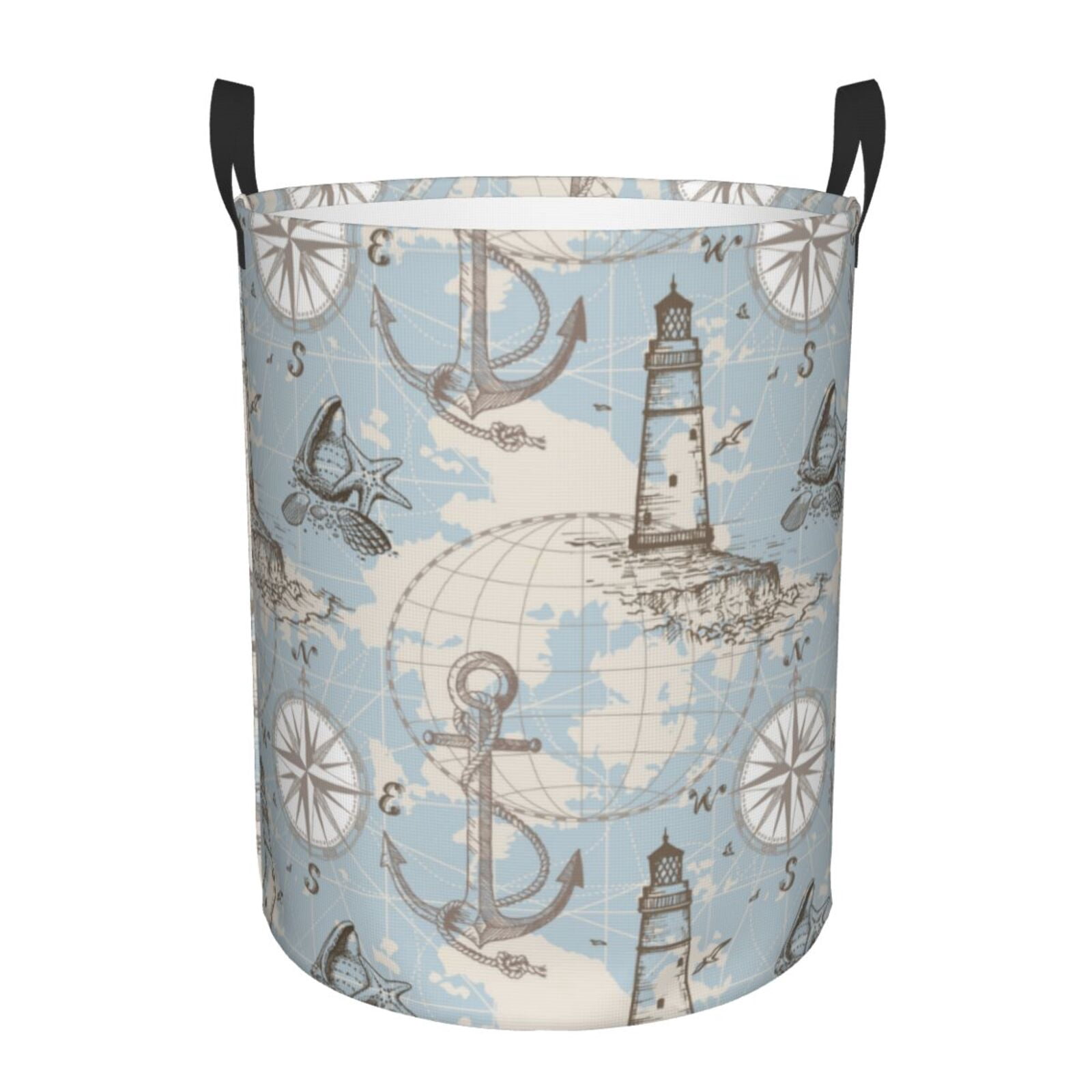 Large Laundry Basket with Handles - vintage Lighthouse anchor cool Kids Baby Dirty Clothes Laundry Hamper for Bedroom Aesthetic