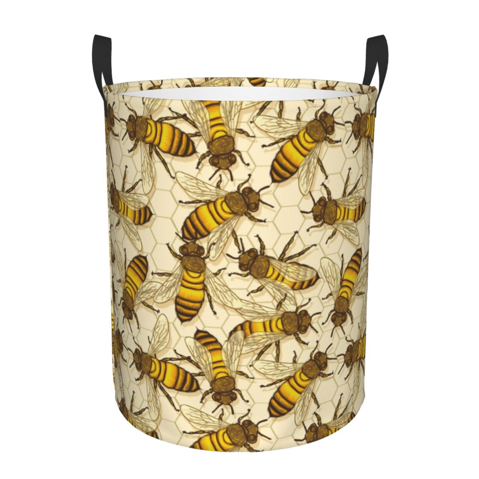 Large Laundry Basket with Handles - vintage honey bees honeycomb Kids Baby Dirty Clothes Laundry Hamper for Bedroom Aesthetic