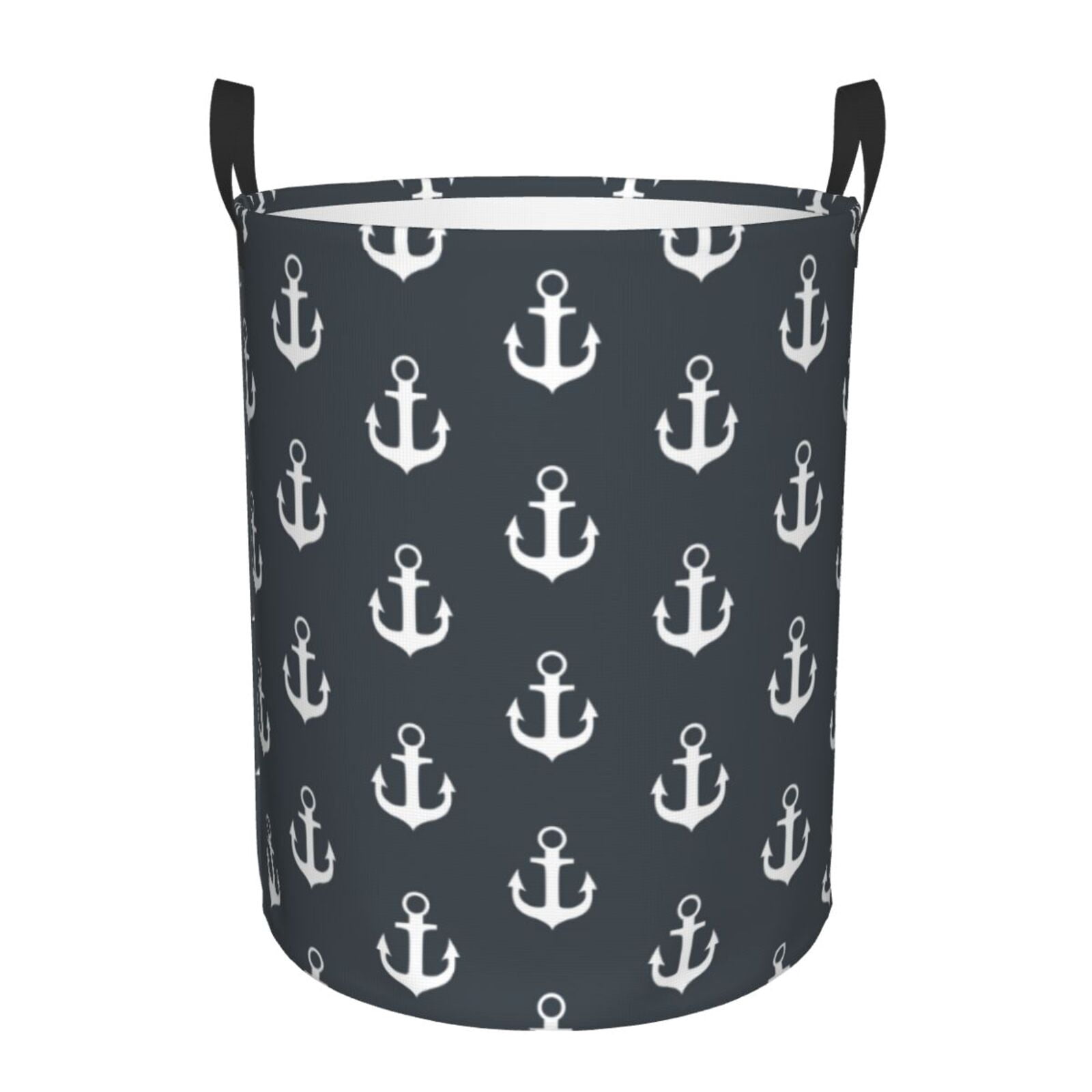 Large Laundry Basket with Handles - white Anchor vintage black Kids Baby Dirty Clothes Laundry Hamper for Bedroom Aesthetic