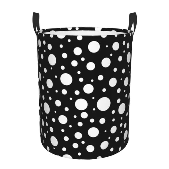 Large Laundry Basket with Handles - white Polka dot black Kids Baby Dirty Clothes Laundry Hamper for Bedroom Aesthetic