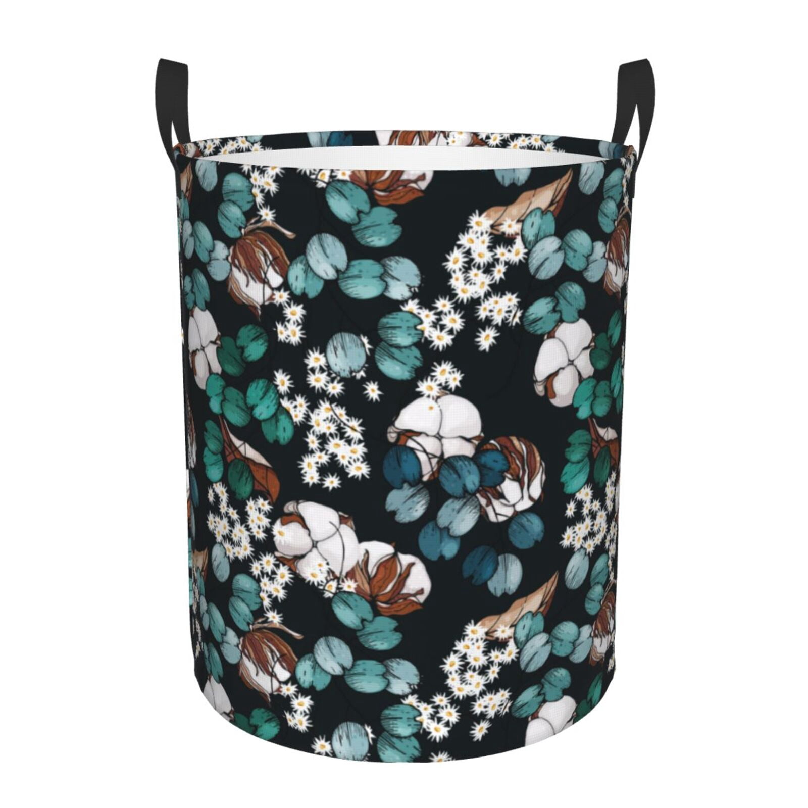 Large Laundry Basket with Handles - white flowers Kids Baby Dirty Clothes Laundry Hamper for Bedroom Aesthetic
